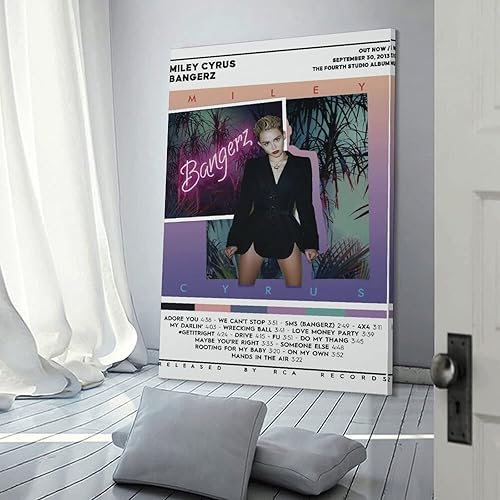 Miniatura 3 de Miley Cyrus - Póster de lienzo de Bangerz para decoración de dormitorio, paisaje, oficina, San Valentín, cumpleaños, regalo, estilo 24 x 36 pulgadas