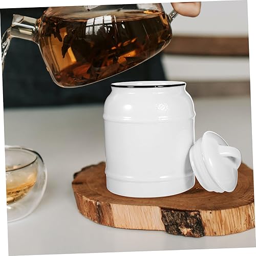 Miniatura 5 de Zerodeko Tarro de cerámica para azúcar, tarros de almacenamiento de porcelana blanca con tapa hermética, latas de té, latas para cocina, encimera,