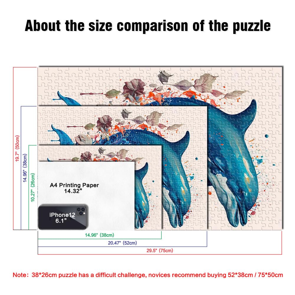 Delphin Mythologisch Puzzle für Jugendliche 2000 Teile Lernspielzeug für die ganze Familie Die Liebe zwischen Paaren stärken 70x100cm