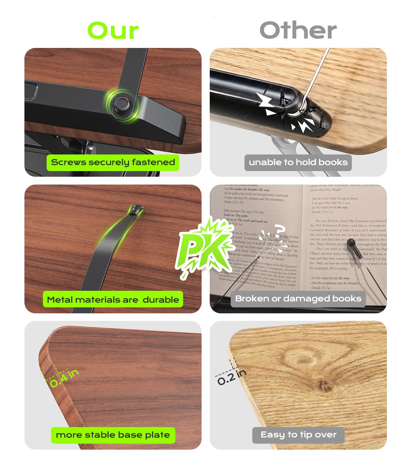 Book Stand for Reading Adjustable Book Holder with 360 Rotating Bases Ergonomic Cookbook Stand Recipe Book Holder with — view 2