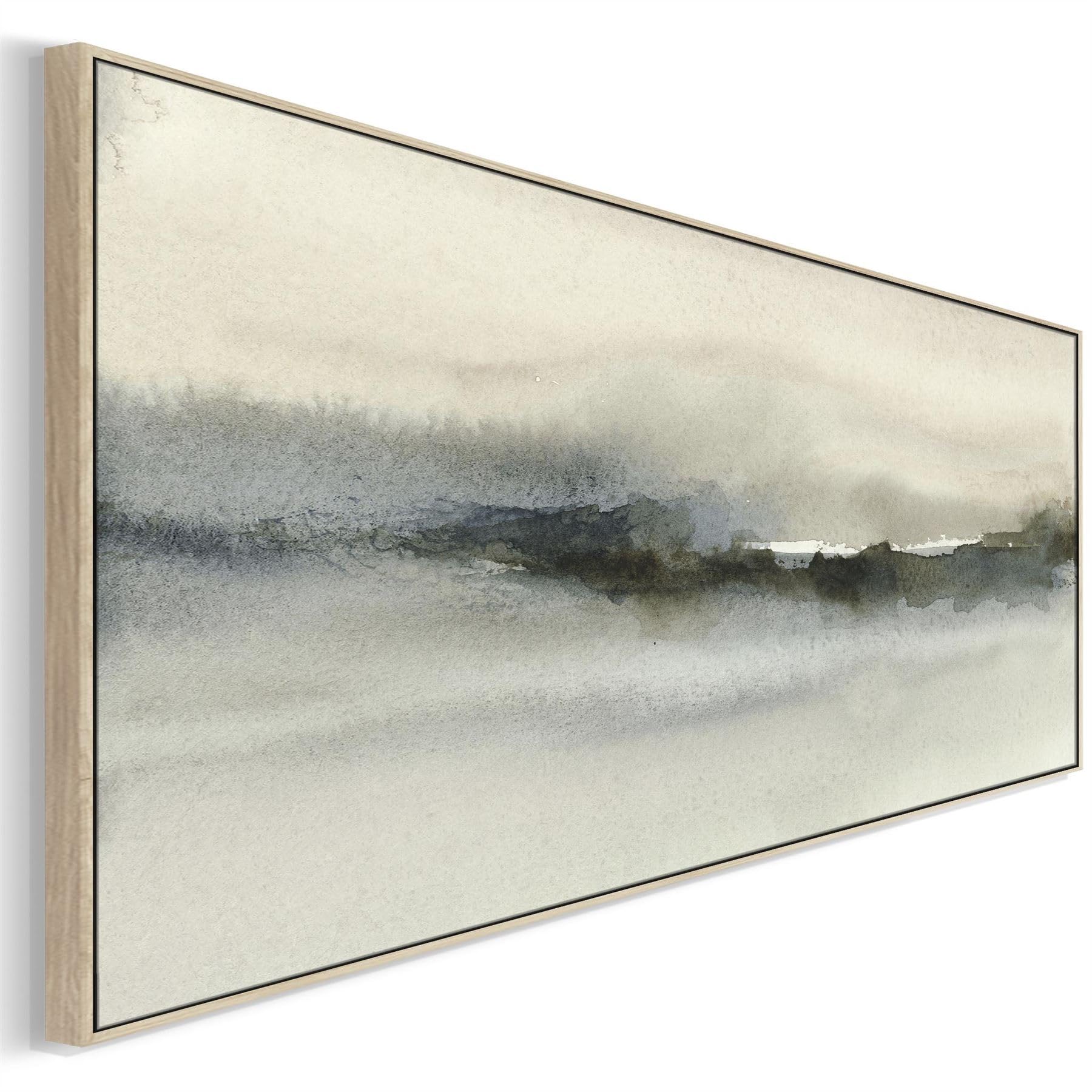 Wallfillers Wide Neutral Taupe Bedroom Wall Art over Bed Horizontal Abstract Panoramic (143 x 52cm)