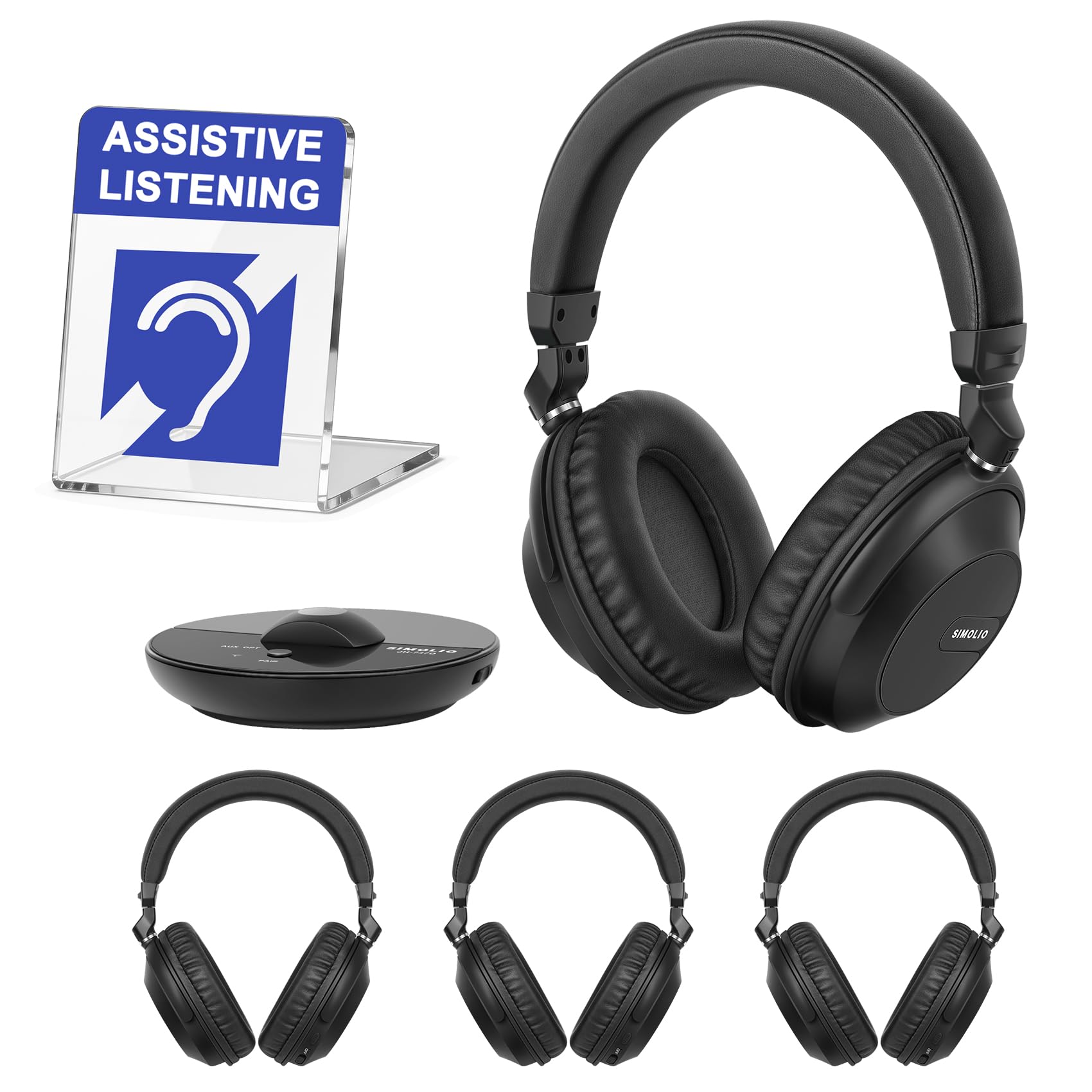 SIMOLIO Bluetooth Wireless TV Headphones with Clear & Loud Sound - Wireless Group Listening Headphones & Transmitter for Parties, Silent Discos, Church, Low latency TV - Multiple Rechargeable Headsets-image-17