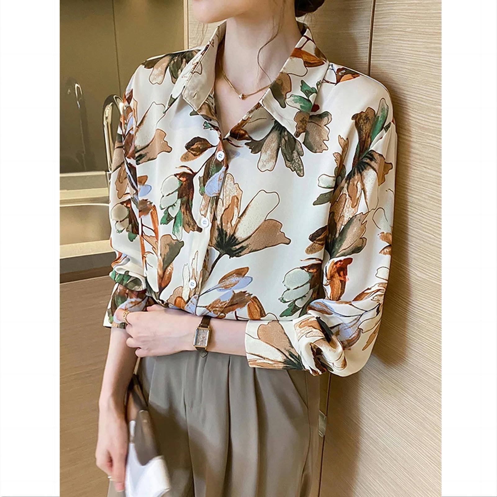 ZORMAN Camicia Donna Elegante Camicie in Chiffon Stampate per Donna Camicetta A Manica Lunga