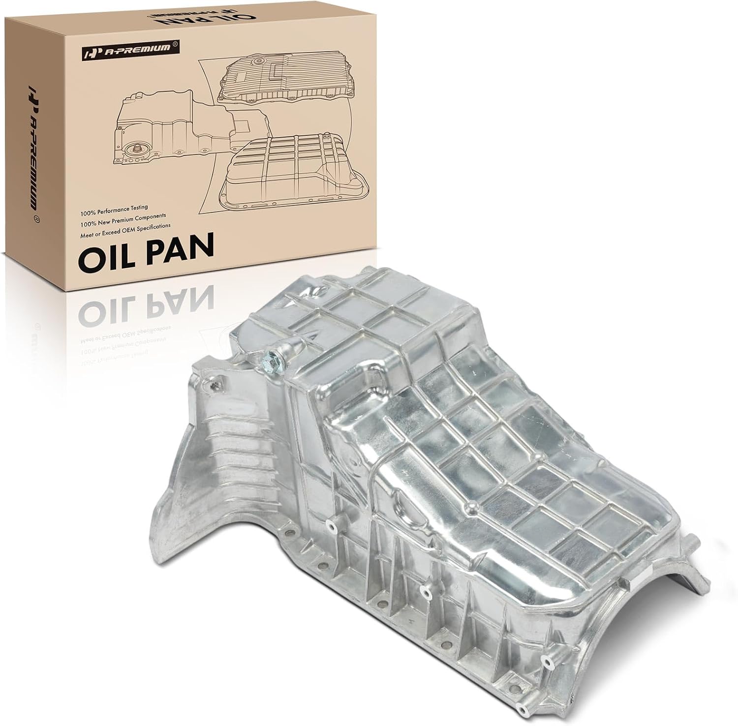 A-Premium Engine Oil Pan Sump with Drain Plug Compatible with Chevrolet Silverado 1500 2007-2013, Express 1500 2008 & GMC Sierra 1500 2007, 4.3L