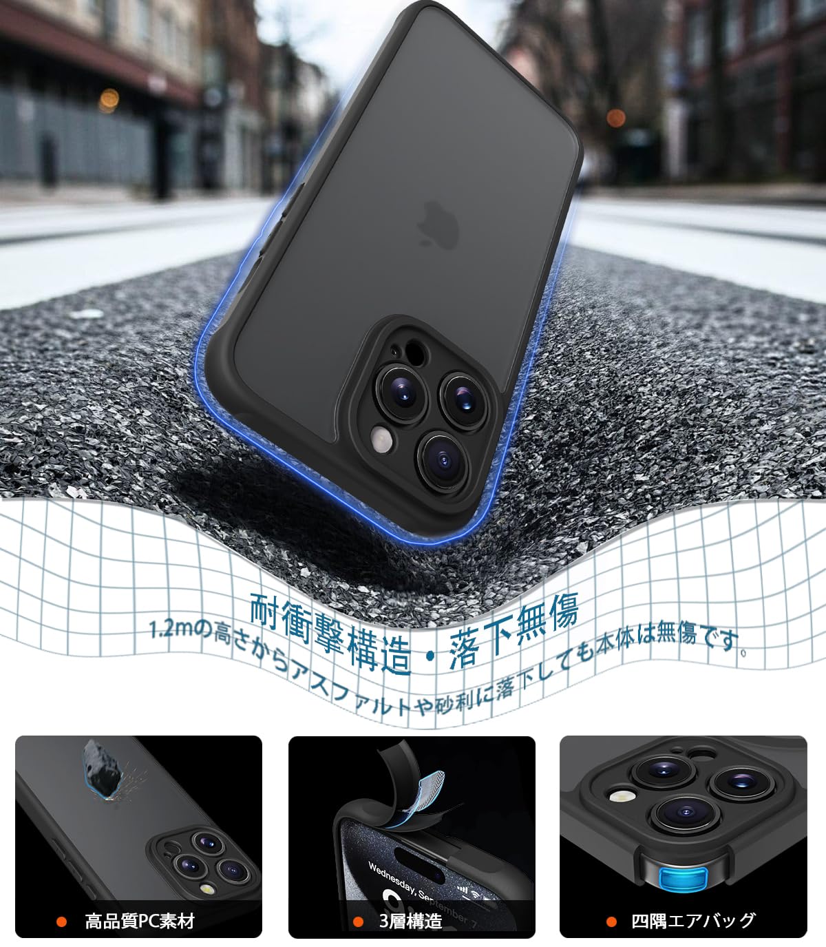 Amazon.co.jp: PinLiSheng iPhone 13 Pro ケース 半透明 全面保護 い