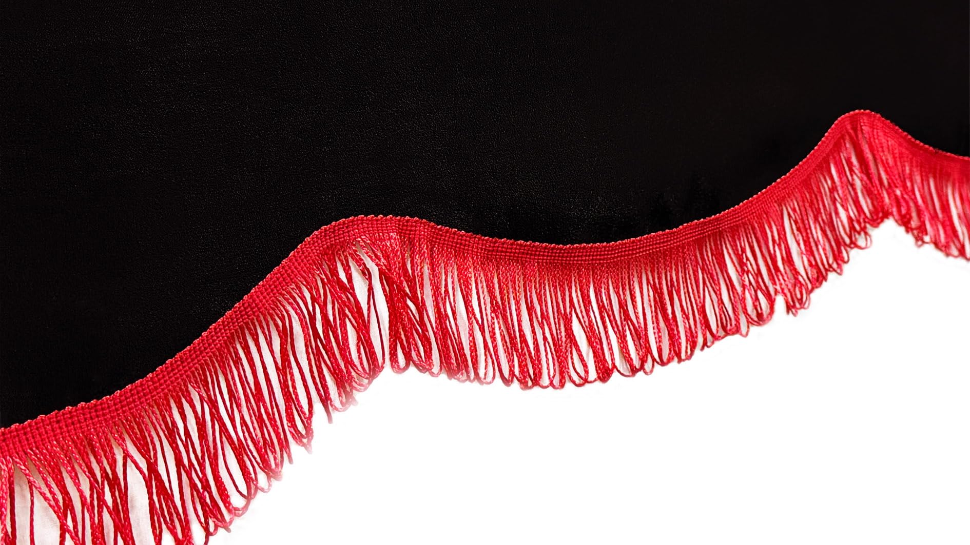 Rideaux Fenêtre Camionneur Lot De 3 Rideaux Pour Camion - Noir Avec Pampilles Rouges Décoratives | Universel, Tissu Léger | Set De 3 Pièces Rideaux Velcro Universel