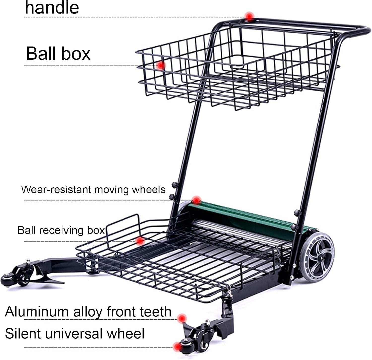 Tennis Ball Collector - Portable Removable Picker, 360° Rotating Wheel, No Bending Down Required for Easy Golf Ball Pickup