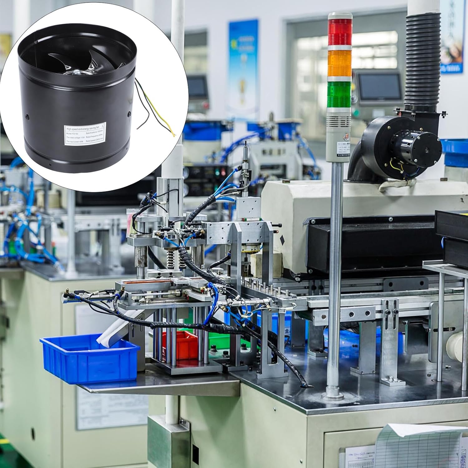 110v 6-inch High-speed Inline Duct Ventilation Fan 40w Exhaust Vent Blower for Bathroom Garage Hvac Ventilation System