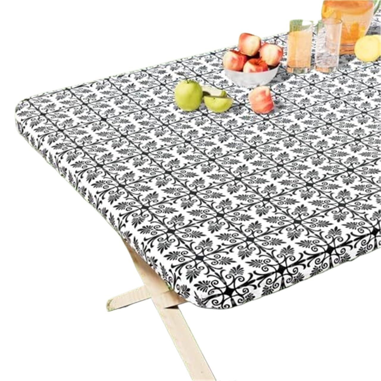 BDFJEDS Waterproof Tablecloth Table Cloth Elastic Fitted Tablecloth Waterproof Rectangle Cover Fold Tables Picnic Outdoor(Black,30x72inch Rectangle)