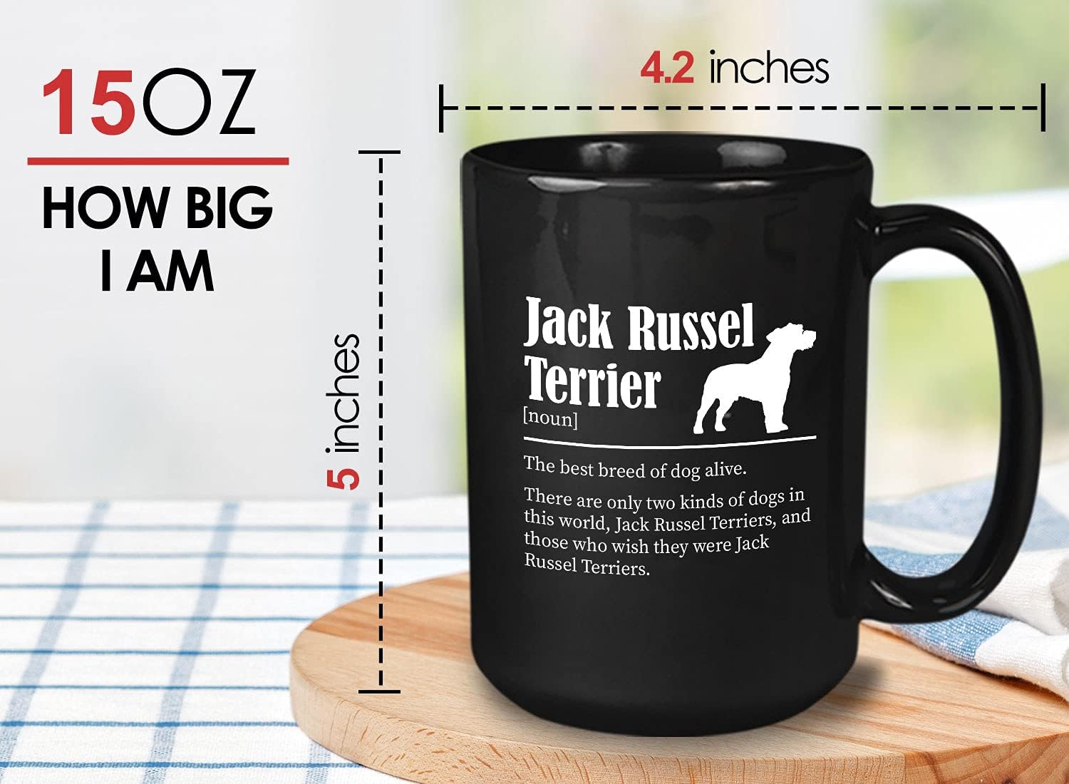 Bubble Hugs Dog Lover Coffee Mug 15oz Black - Jack Russel Terrier - Dog Owner Pet Owner Animal Lover Dog Breed Definition Novelty Sweet Best Pet Poodle Bulldog Shepherd Husky