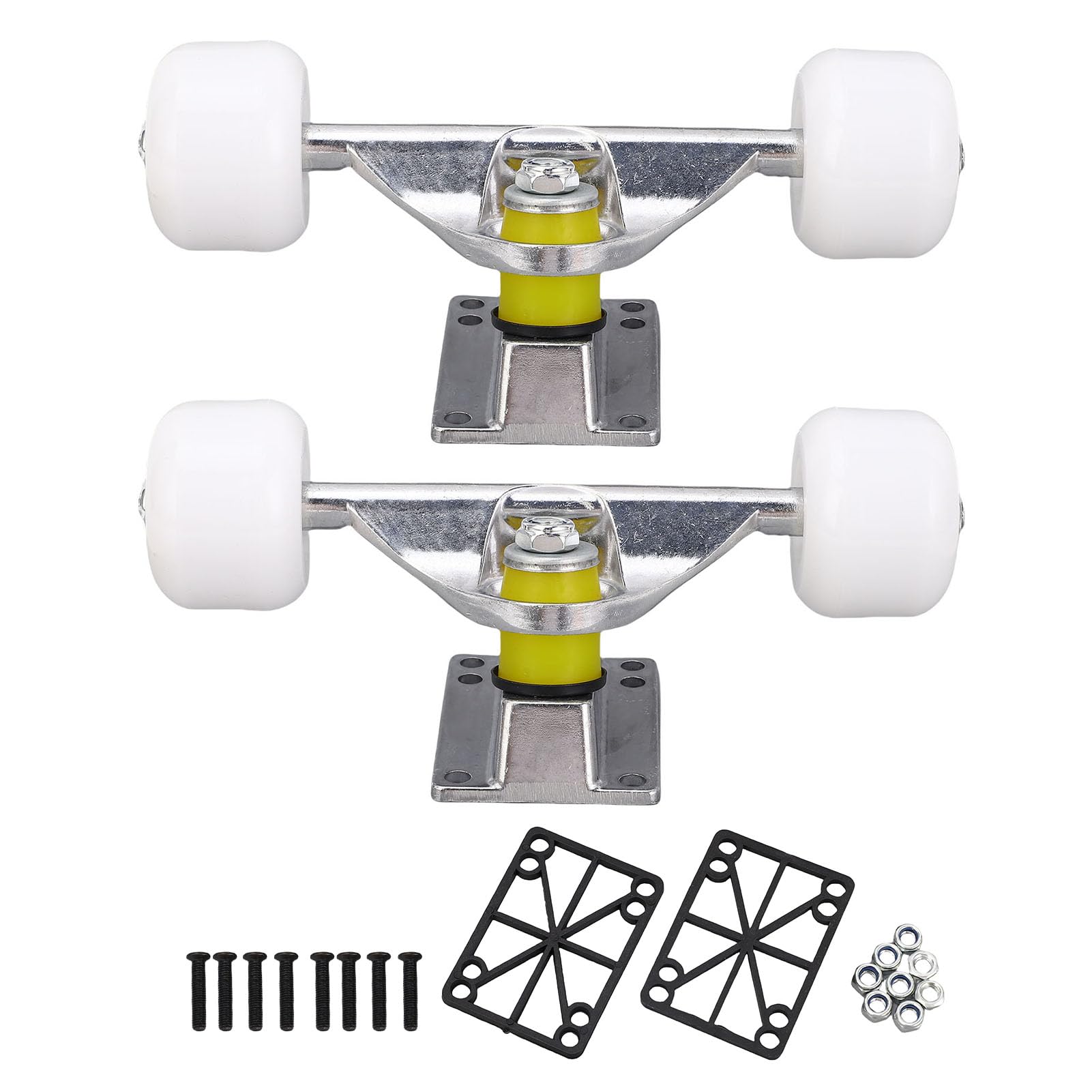 Fabater 5 Inch Skateboard Truck Wheels Set with 4 Wheels, Aluminum Alloy Material, Strong Compatibility for Street Tricks for Skateboard Enthusiasts, Longboard Truck for Replacement