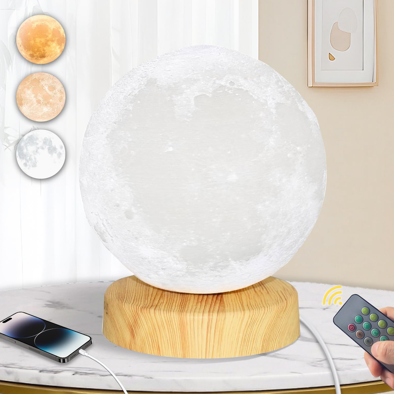 NDAN Lámpara de terapia de luz, lámpara de luz solar de 10000 lux con control remoto, 3 temperaturas de color y 4 niveles de brillo y temporizador, lámpara de luz diurna para el hogar, oficina,