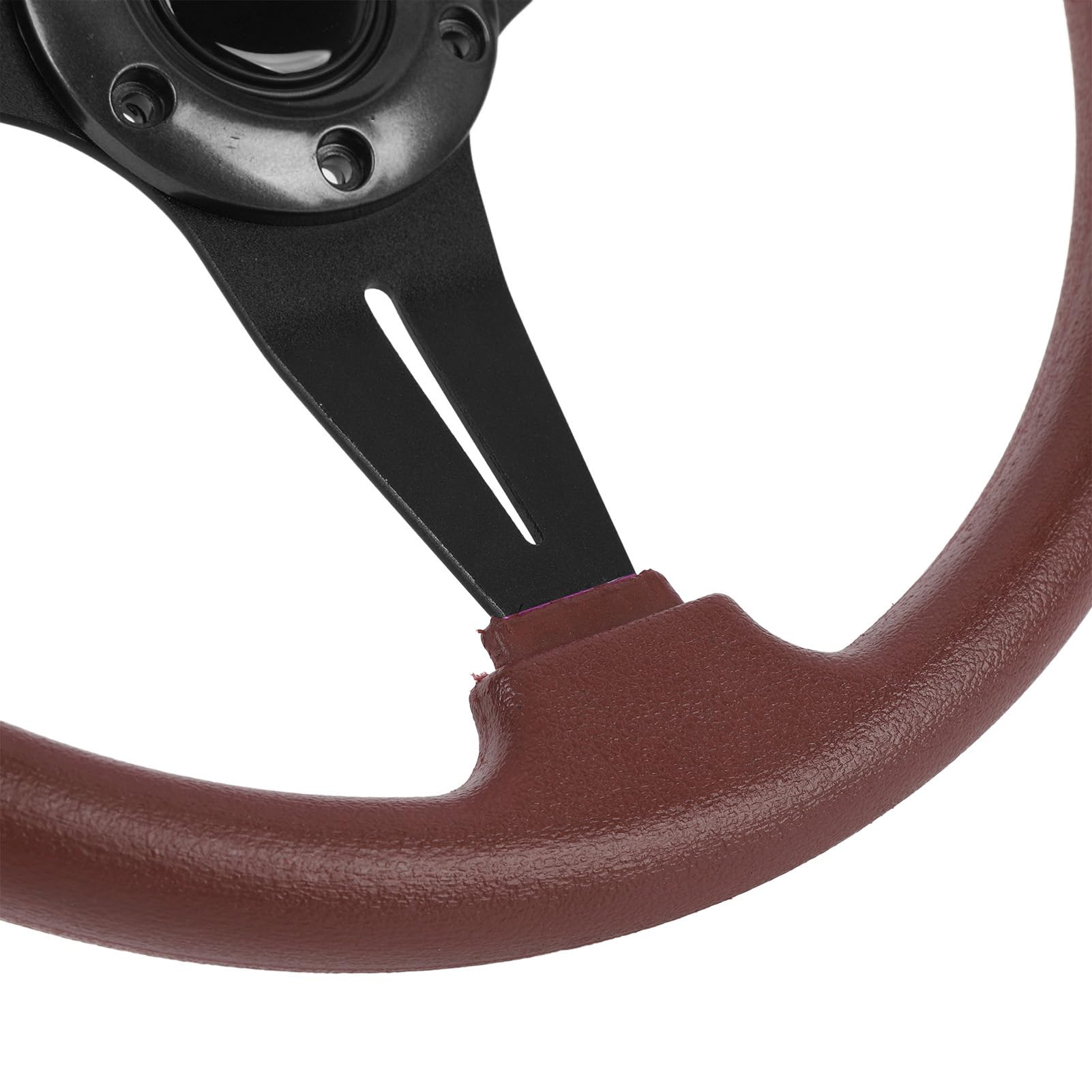 14in Racing Volante con un Pulsante Corno in Pelle PU Contempo Comodo Adattatore del Volante a 6 Fori (Nero)