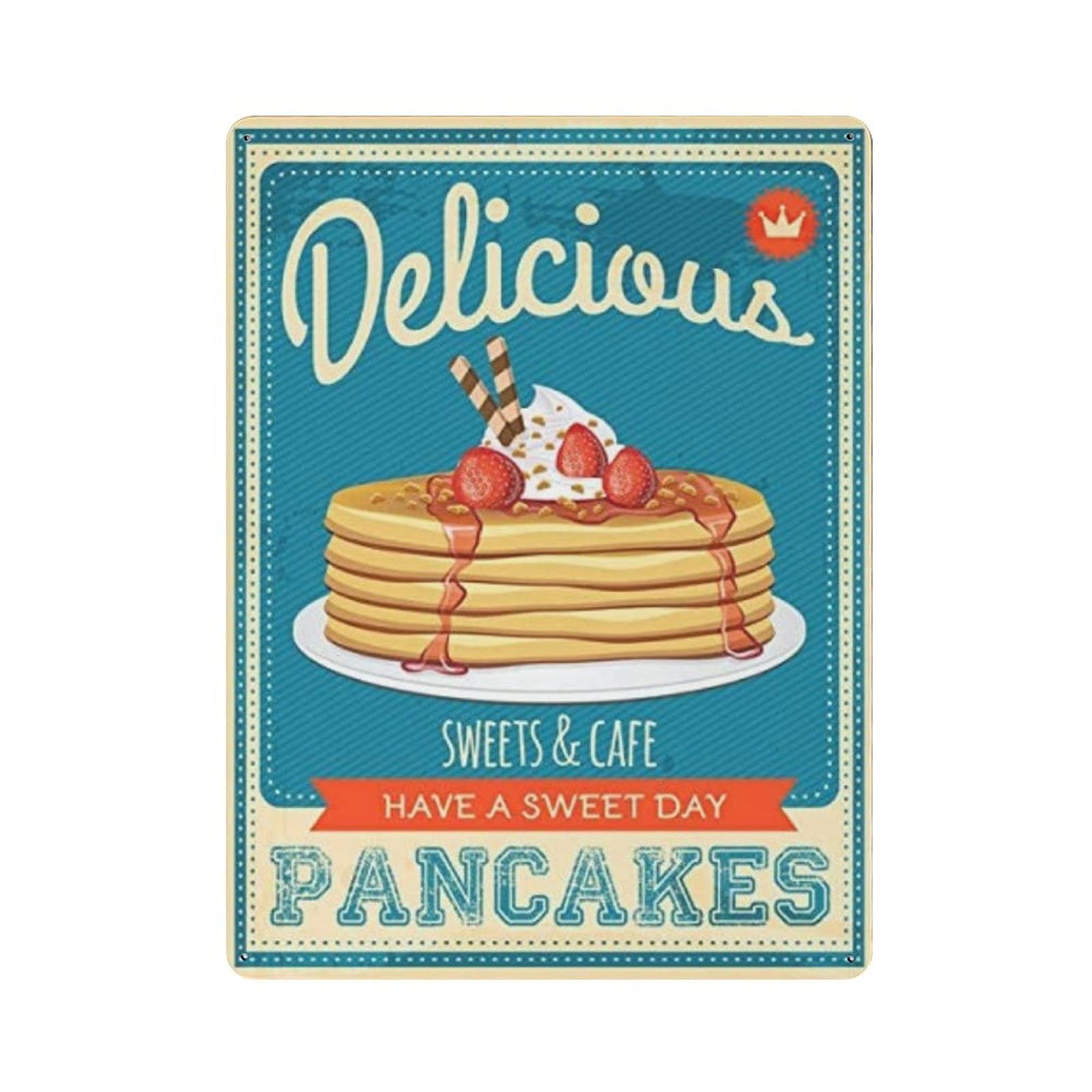 Hdadwy Pancakes American Diner Metal Tin Sign Vintage Tin Poster Metal Sign Wall Decoration Country Kitchen Home Garage Decor 16"X12"