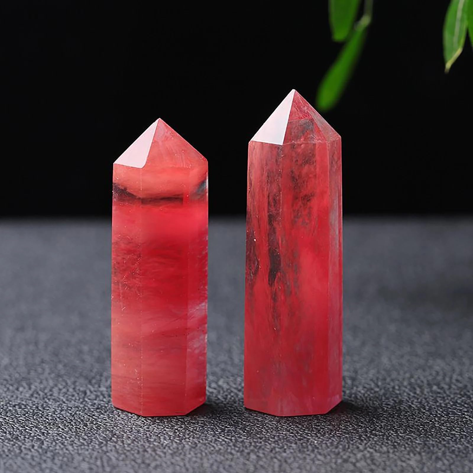 YLQUXEUV 1PC 8-9cm Quartz Point Red Smelting Melting stone Crystal Wand Gems Tower Home Decor