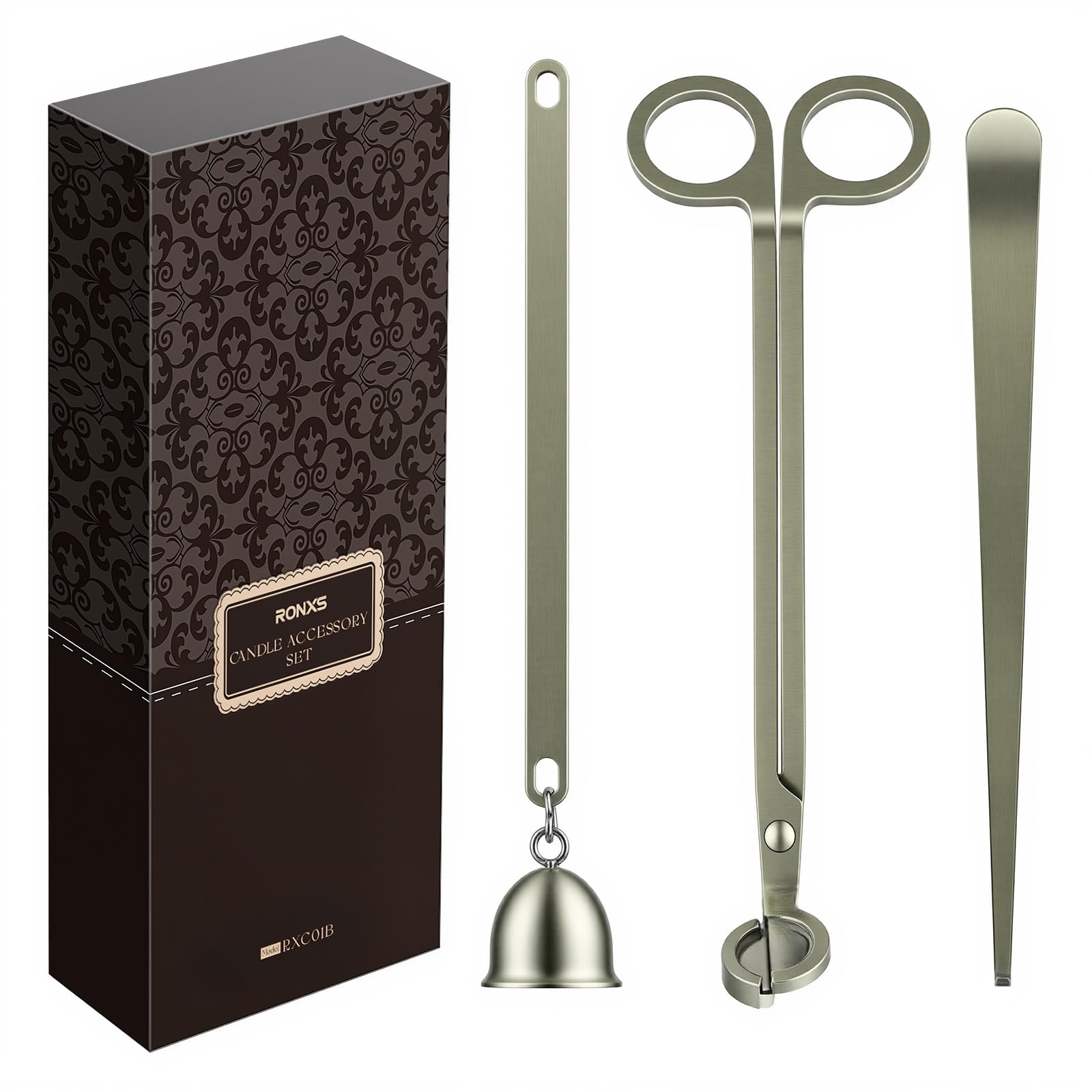 Ensemble d'accessoires de bougie RONXS 3 en 1 avec coupe-mèche noir