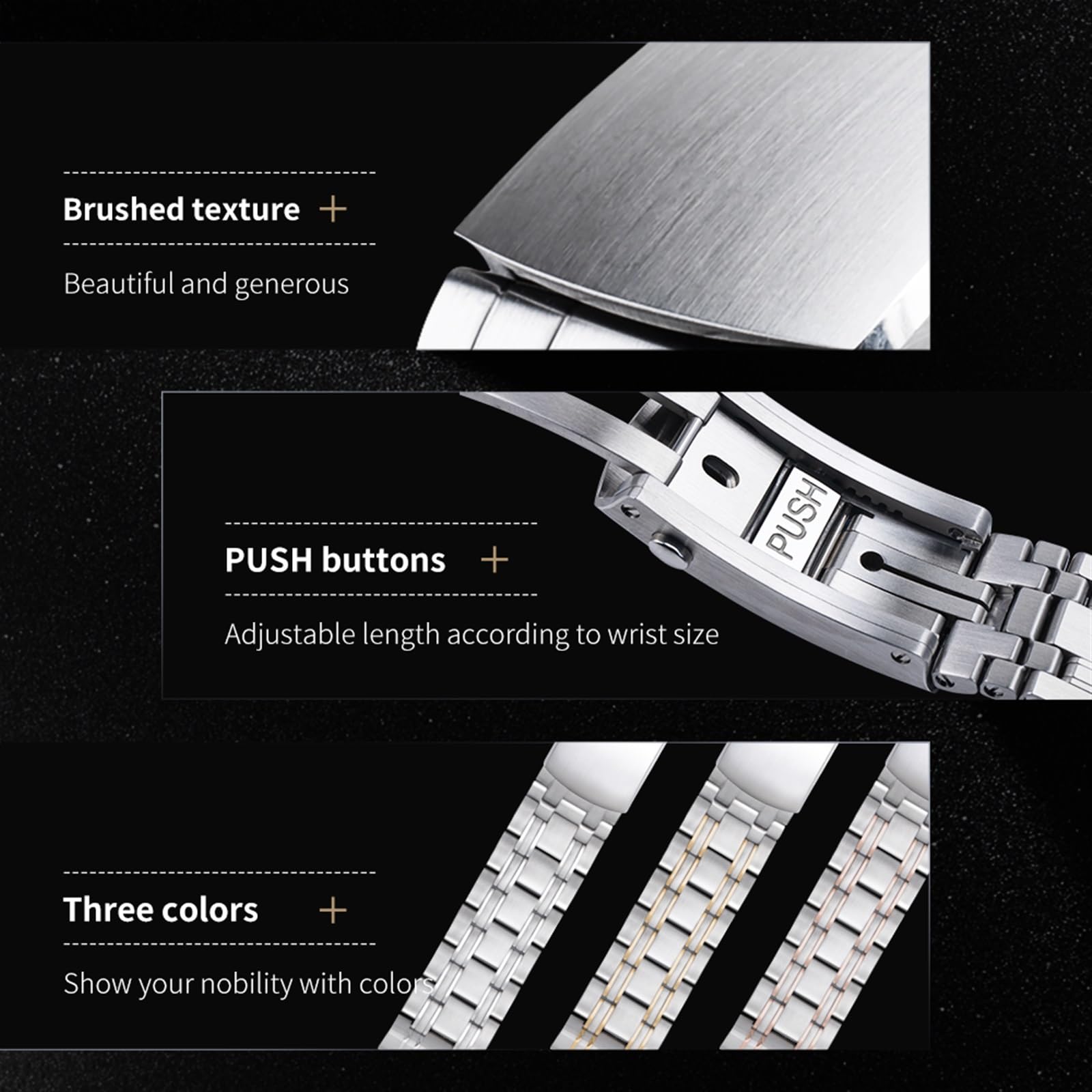 Pasek ze stali nierdzewnej do zegarka o szerokości 15 mm, 17 mm, 18 mm, 23 mm i 25 mm, solidny pasek metalowy