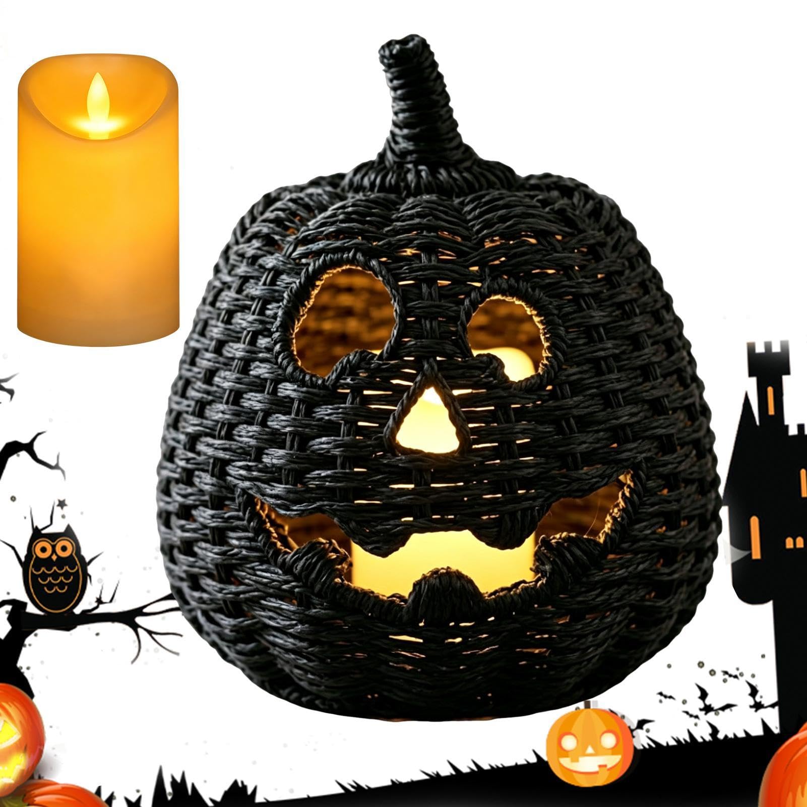 Geflochtener Halloween-Kürbis LED-Kerze Halloween-Aufbewahrungsbox