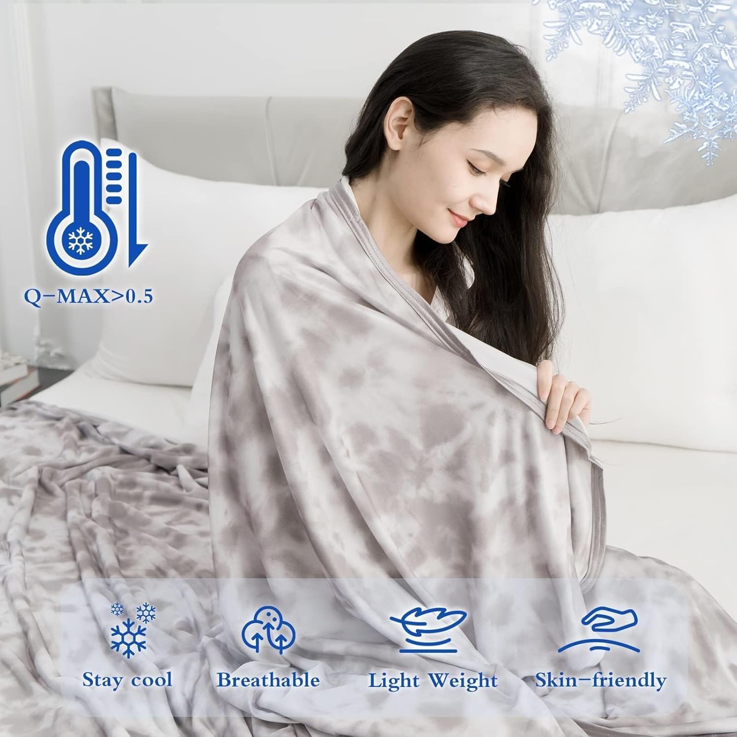 CHOSHOME Cooling Blanket King Size, Double Sided Cold Effect Arc-Chill Q-Max>0.5 Cooling Blankets for Hot Sleepers and Night Sweats, Lightweight Cold Breathable Summer Bed Blanket, 108" x 90", Grey - Image 3