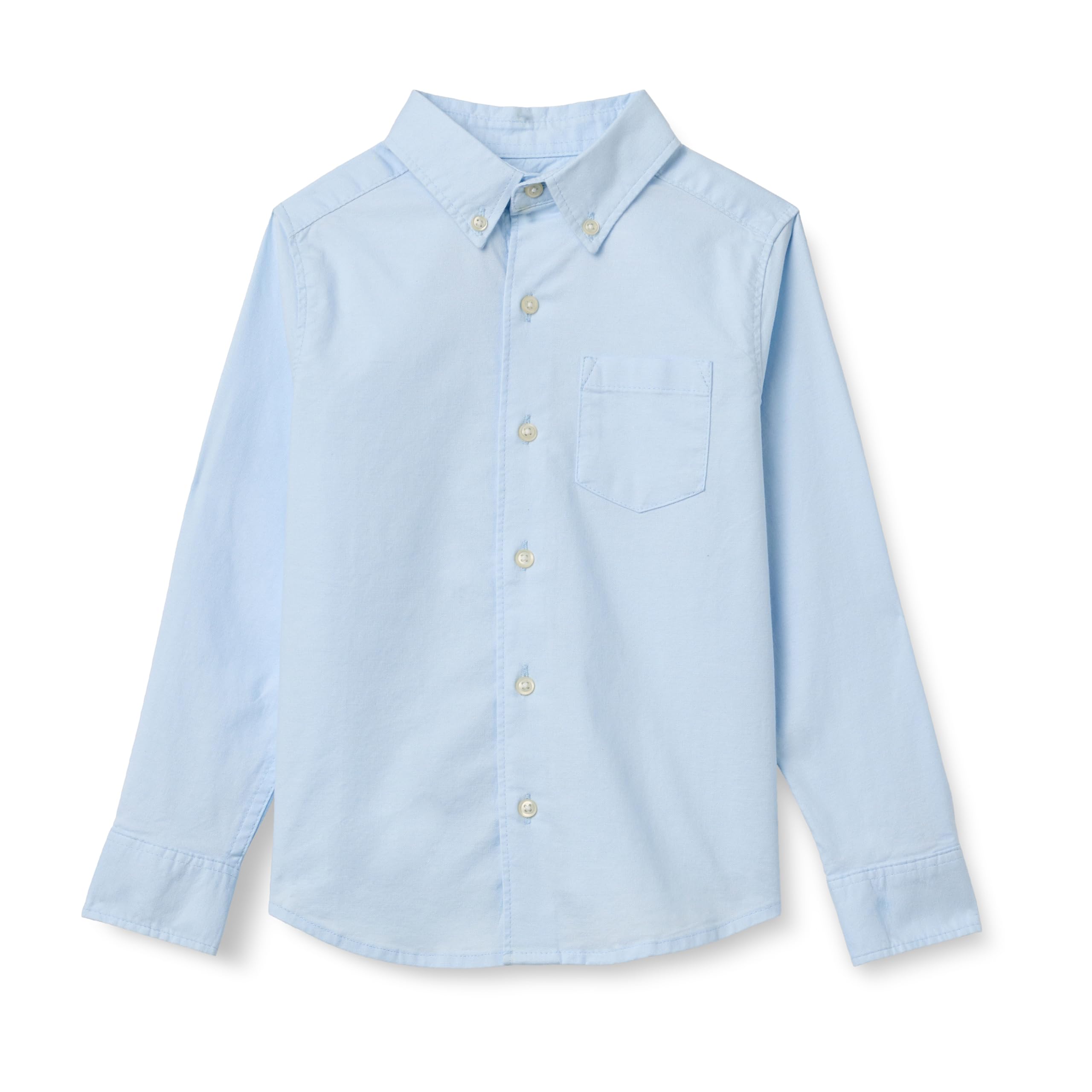 Amazon Essentials Boys' Long Sleeve Oxford Button Down Shirt, Light Blue, 16