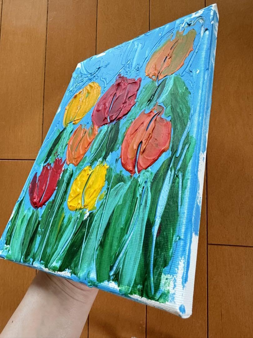 アクリル画　チューリップ　1011 Amazon.co.jp: アクリルテクスチャーアート チューリップ 素人絵作品