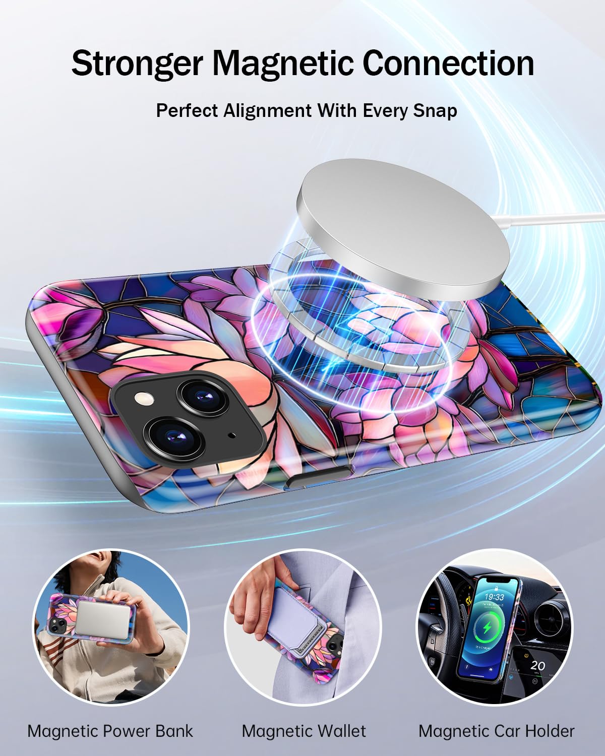 Goodon for iPhone 13 Mini Case - Wireless Charging Compatible - Dual-Layer Hard Shell & Silicone Cover - Aesthetic Y2K Protective Case with Cute Wildflower Designs - Vibrant Lotus Flower - 4