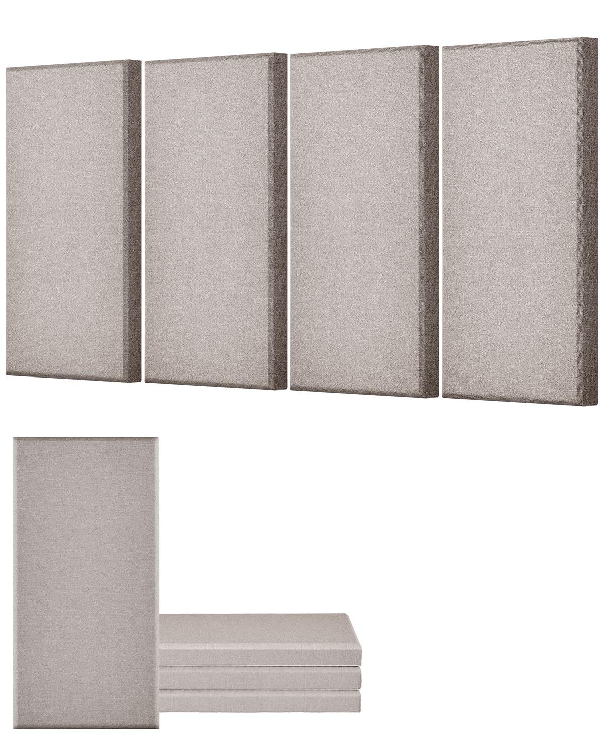 VEVOR 4 PCS Acoustic Panels, 2 inch Thick 23.6 x 11.8 inch Fiberglass Sound Absorbing Panels, Self-Adhesive Soundproof Wall Boards, for Studios, Office, Home Theater,Meeting Room, Camel
