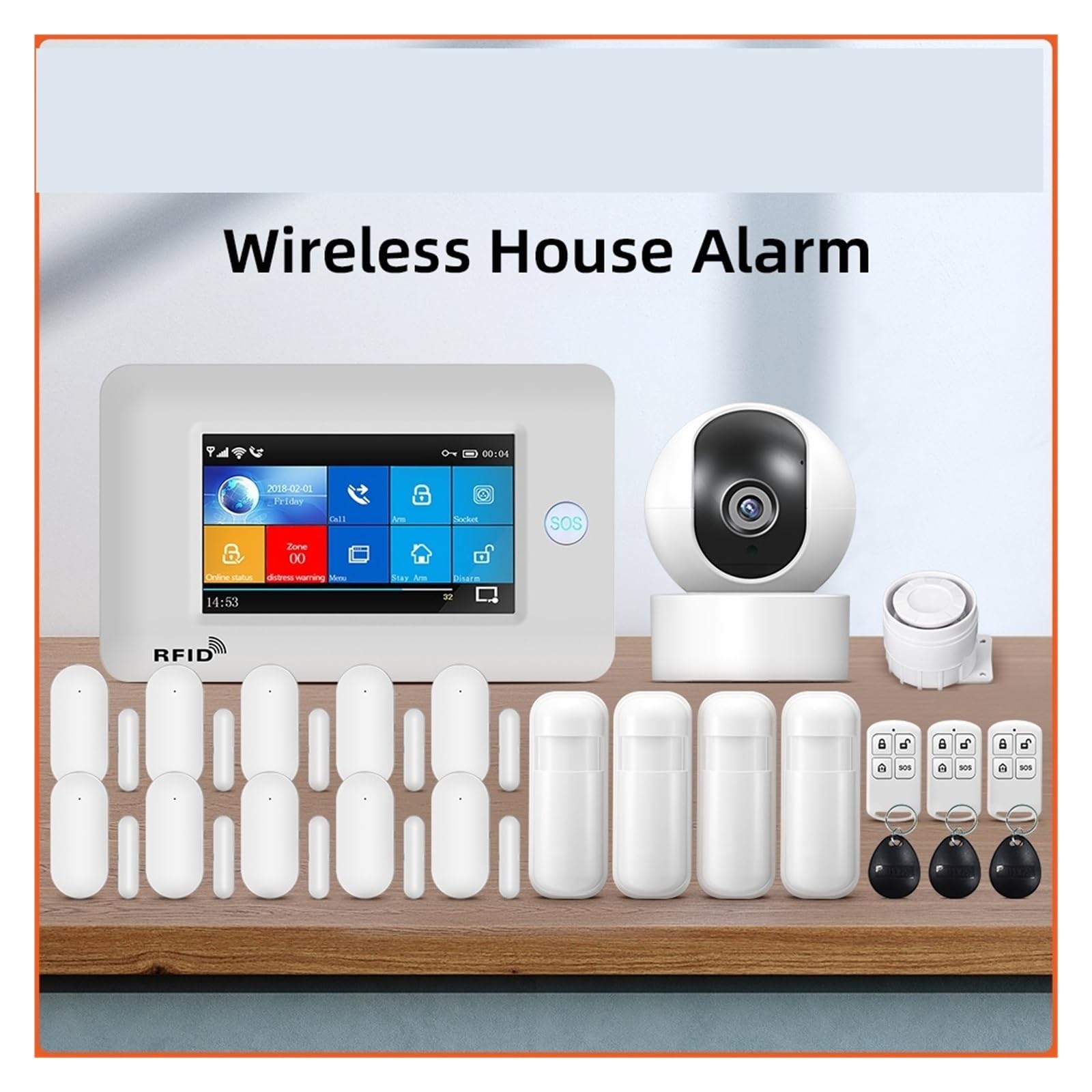 Sistema de Alarma para Casa, Alarma Inteligente GSM Inalámbrico Antirrobo De Alarma De Seguridad For El Hogar Vida Inteligente Con IP Carema Compatible,para el hogar(Set 15)