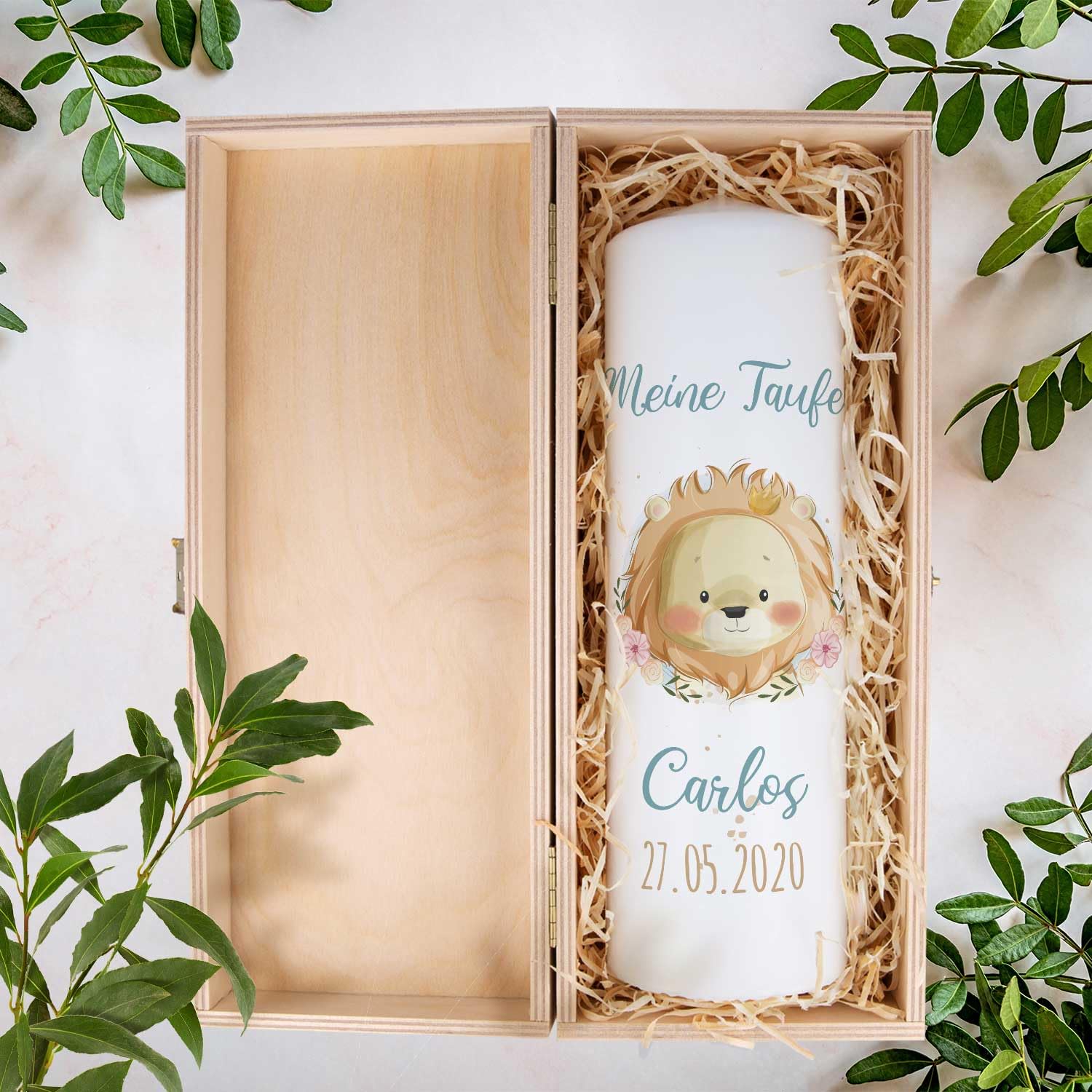GRAVURZEILE Candela Stampata Battesimale con Nome e Data - Brillante per Battesimo - Regalo Personalizzato per Ragazze e Ragazzi - Pilastro di Alta
