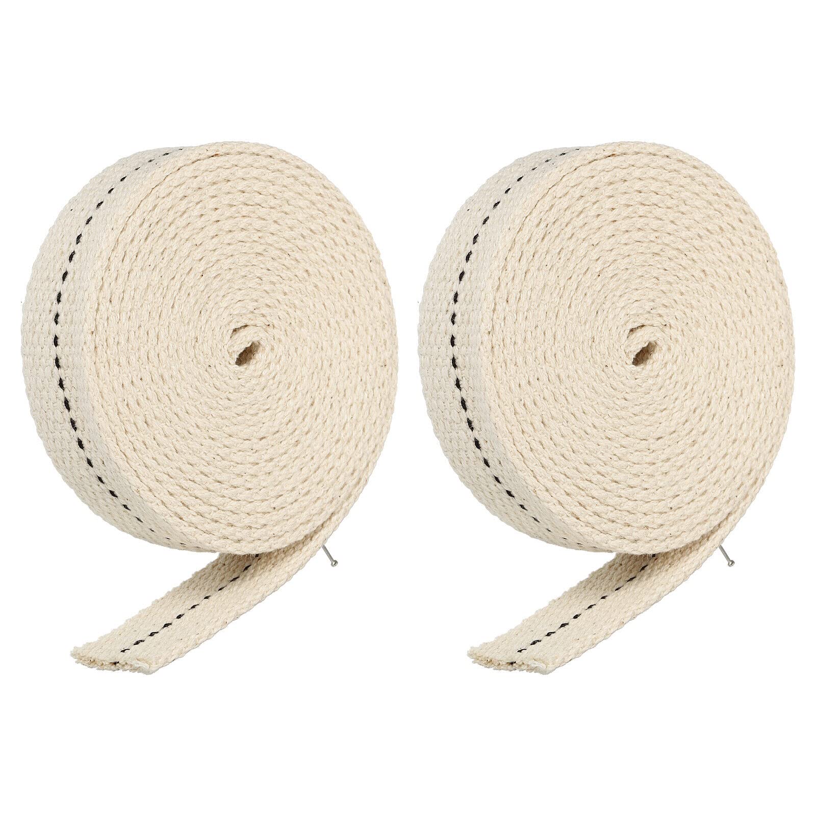 Tool parts Cotton Oil Lamp Wick 3/4 Inch Flat Wide 2 Meter/6.5Ft Long Black Stitch - 2 Roll