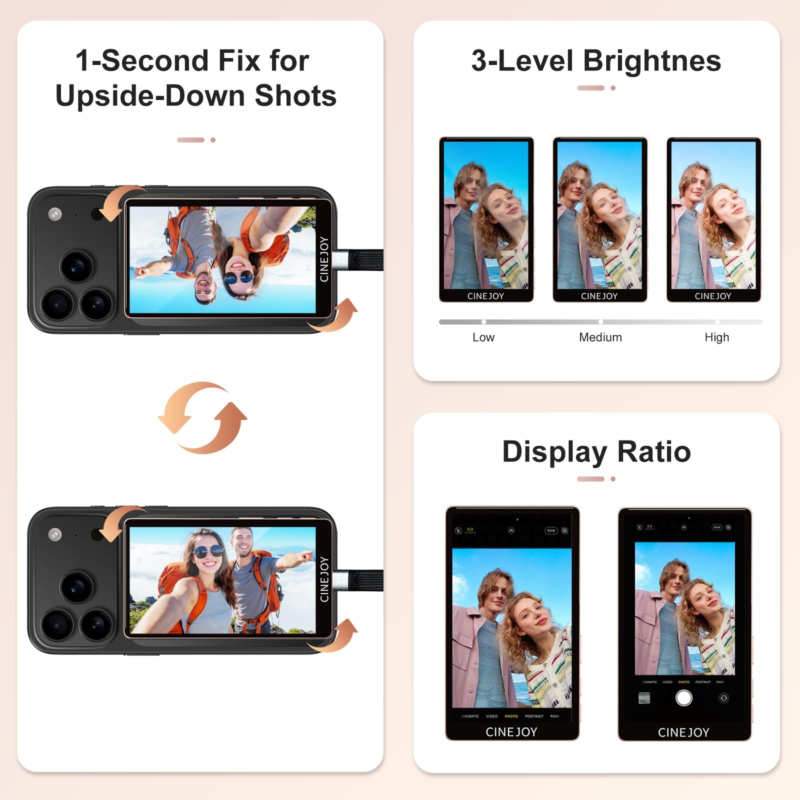 JZ 2025 Telefoon Vlog Selfie Monitor Scherm - Achtercamera Monitor voor