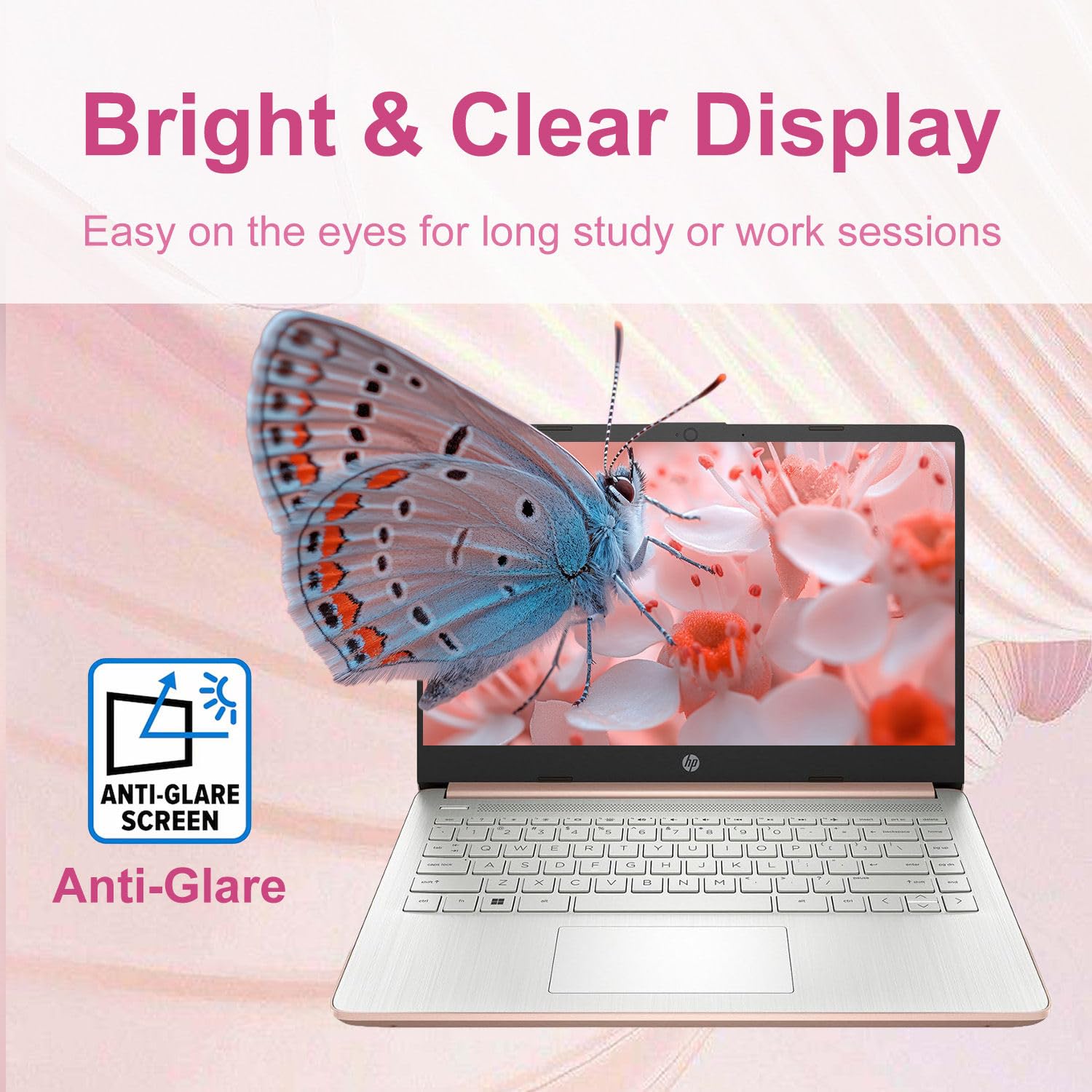 HP 14" Laptop, Intel Dual-Core CPU, 4GB RAM, 64GB SSD + 1TB Cloud Storage, Rose Gold Finish, HD Display, Windows 11, Microsoft 365 — view 5