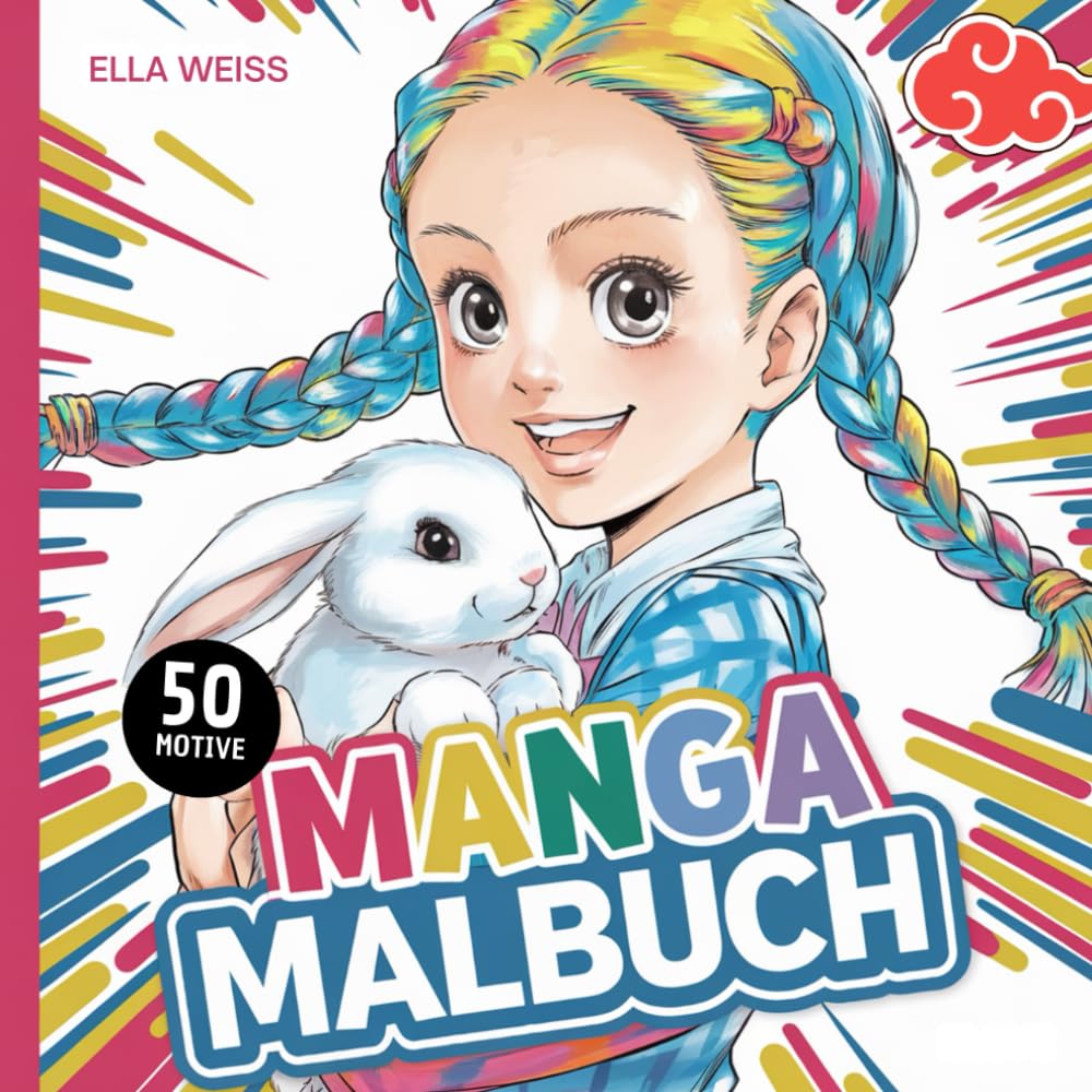 Manga Anime Malbuch für Mädchen (ab 9 Jahren) | 50 schöne Motive (Kawaii Katzen, Hasen, Shojo, Shiba Hund, Pferde): Ideales Geschenk für Mädchen, Kinder & Teenager zum Ausmalen & Entspannen