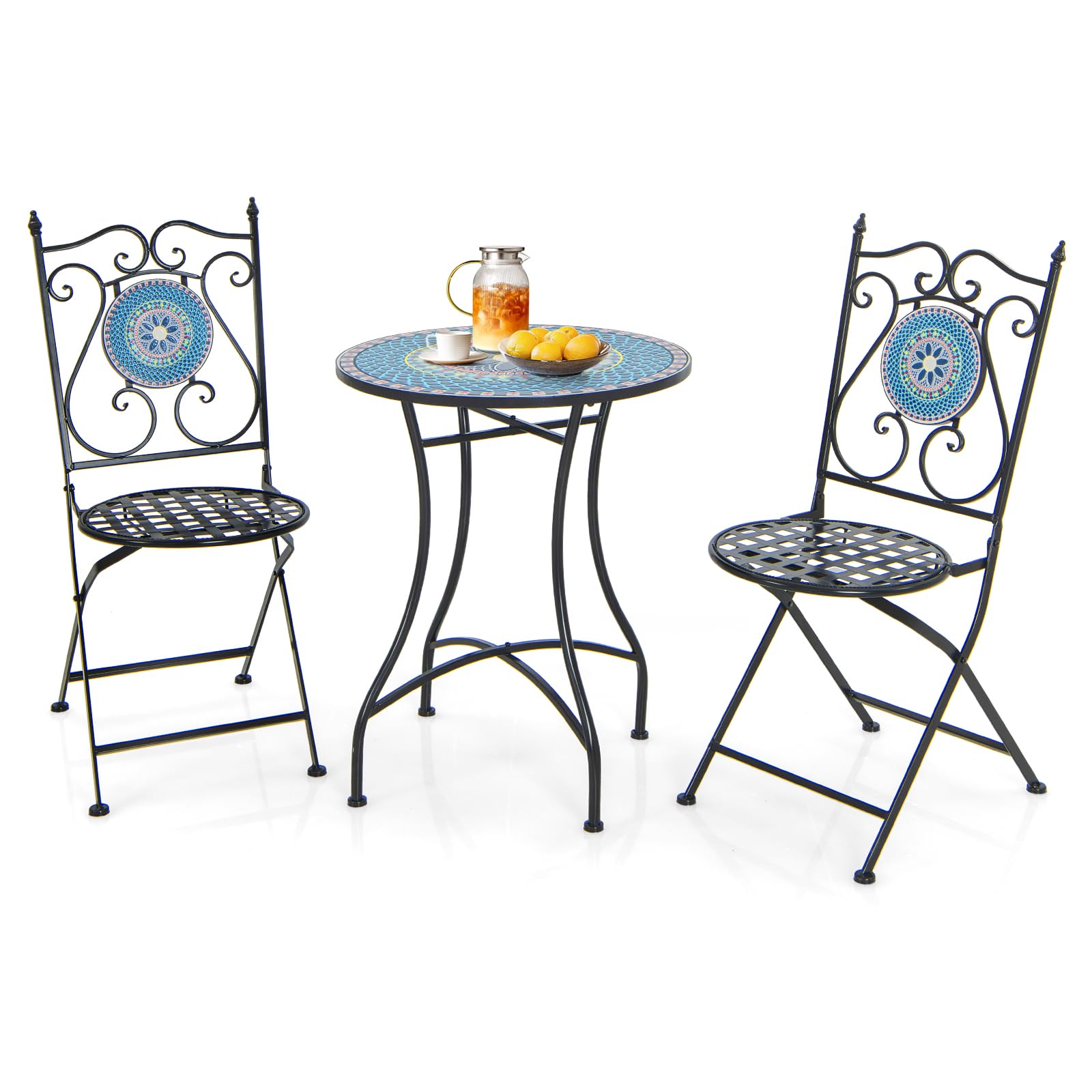 Salon de jardin mosaïque pliable GOPLUS pour aménager facilement un petit espace