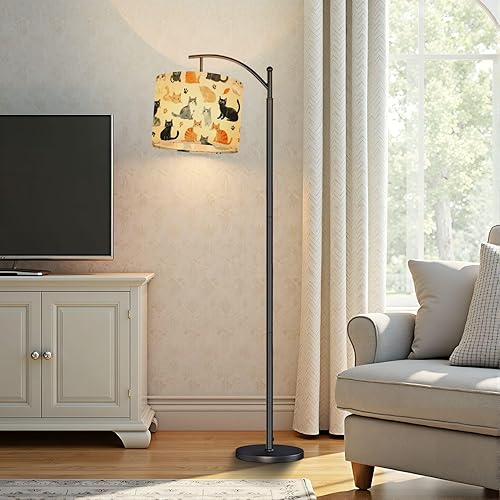 Miniatura 6 de Lamp Shade Vintage Beige Animal Retro Nursery Children Cats Paw prints Leaves Drum Lampshades for Floor Lamps Hanging Lamp Table Lamps 11"x11"x8.9"