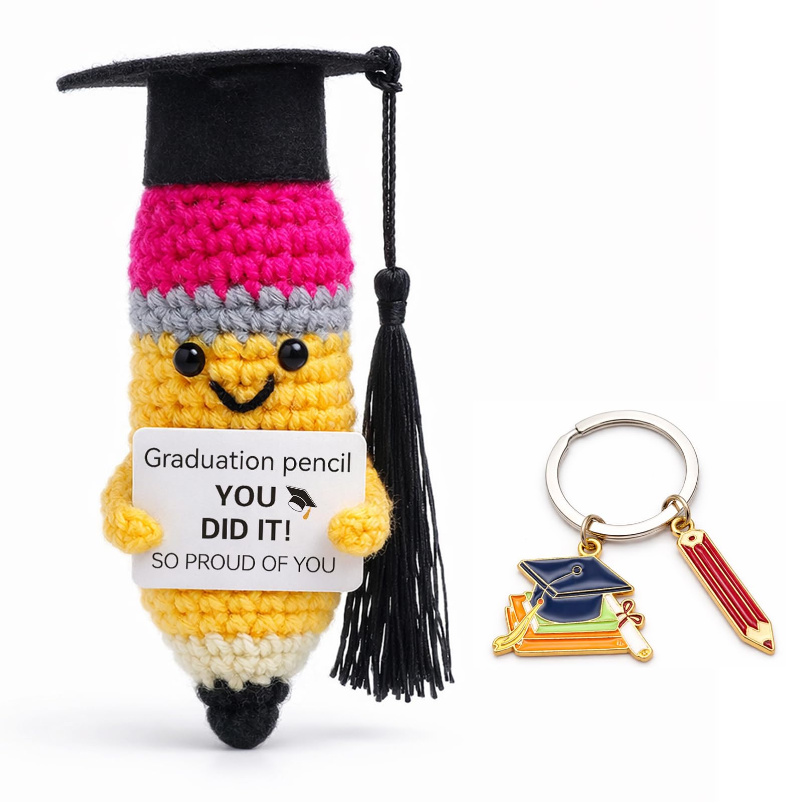 Gatwrmth Graduation Gifts 2026, Graduation Pencil, Mini Knitted Emotional Support Gift, Class of 2026 Gifts with Motivational Card & Keychain, Novelty School Leavers Gifts