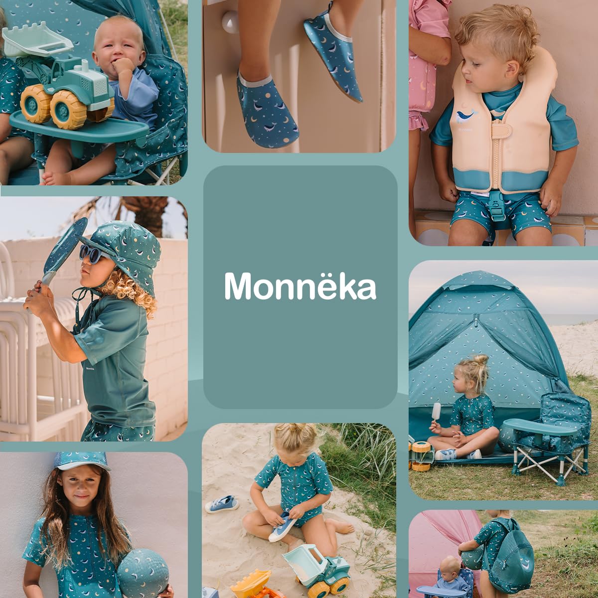 Set de Jouets de Plage | Jouets de Sable Écoresponsables et Sûrs dès 6 Mois | Kit avec Seau, Pelles, Râteau, Arrosoir et Camion | Facile à Transporter pour Plage | Whale Teal