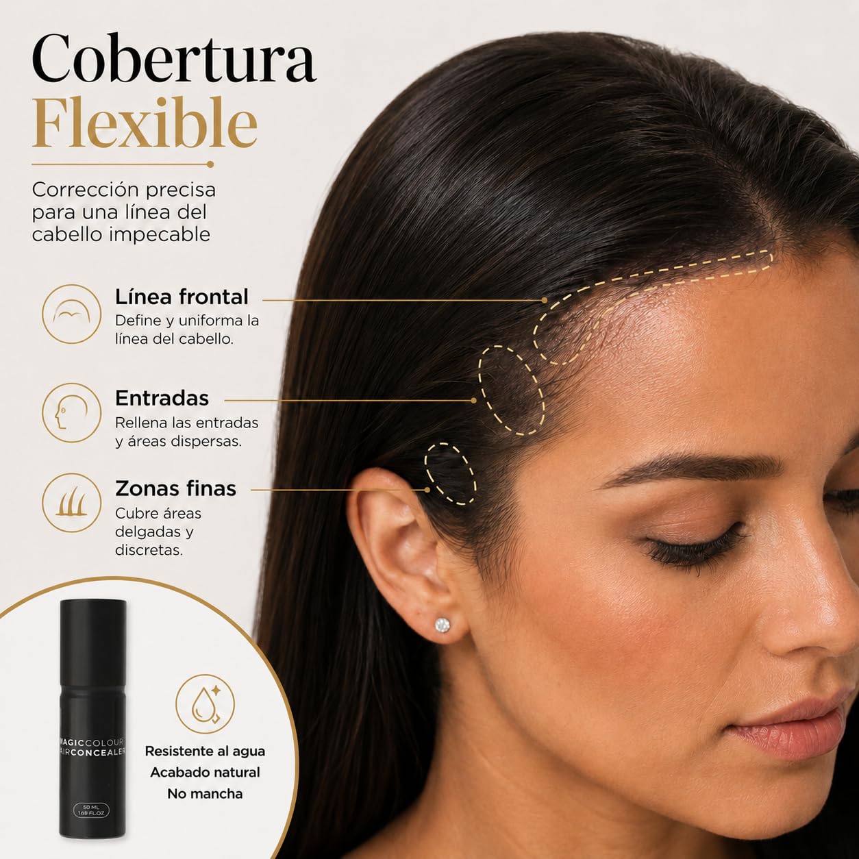 Miraj Densifying Hair Cream Crema Densificante Para Cabello Fino, Corrector de Entradas con Cobertura Ligera, Acabado Natural Para Peinado Diario (Black/White)