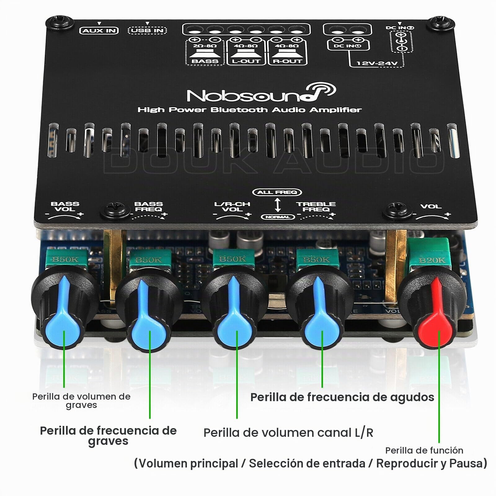 Nobsound HiFi 2.1 - Amplificador de potencia clase D con canales Bluetooth 5.0