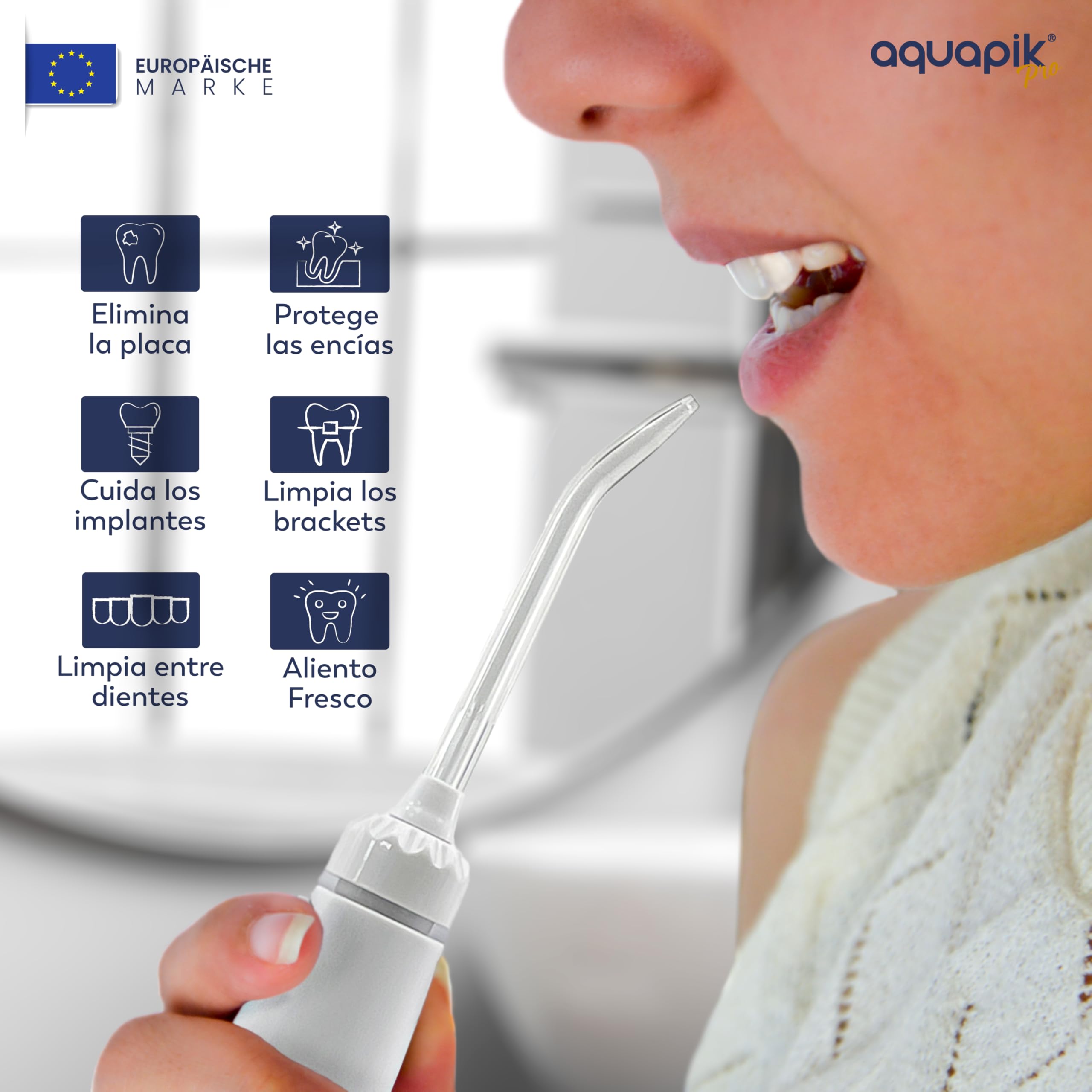 Compra Inteligente: Aquapik® Pro Irrigador dental Sobremesa + Aquapik® Mini en un Pack (Rosa - Blanco)