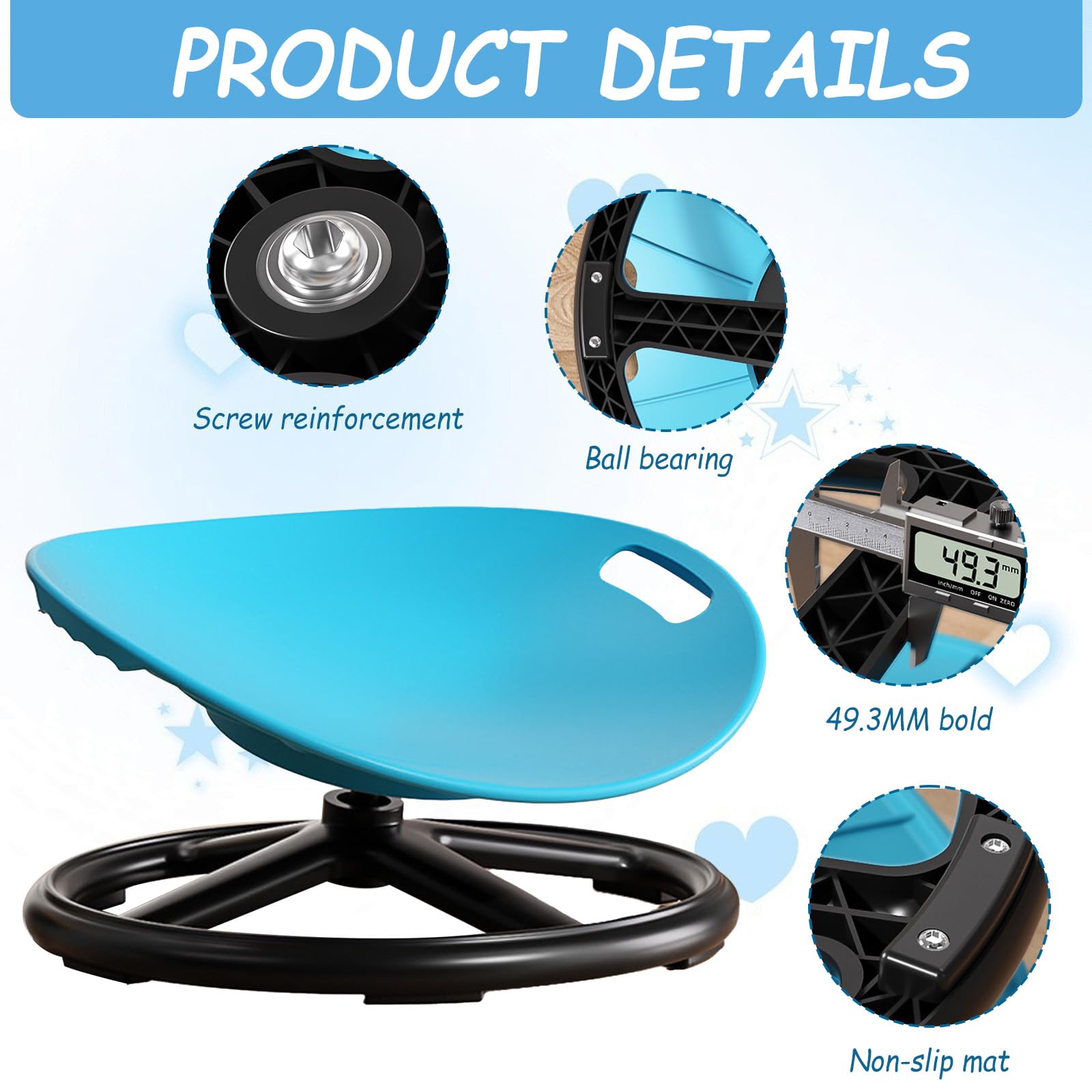 Silla giratoria sensorial para niños, silla de carrusel de 360°, juguete de equilibrio, taburete giratorio entrenado, silla giratoria silenciosa para niños, autismo para entrenamiento