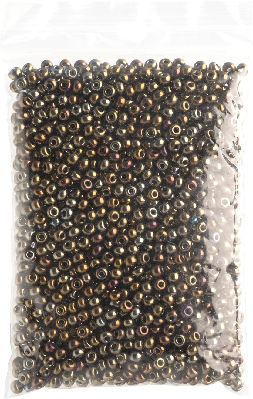 John Bead Czech Glass Seed Beads 6/0 (100g) Opaque Brown AB Beads for DIY Art Crafts Jewelry Bracelets Necklaces Earrings Making