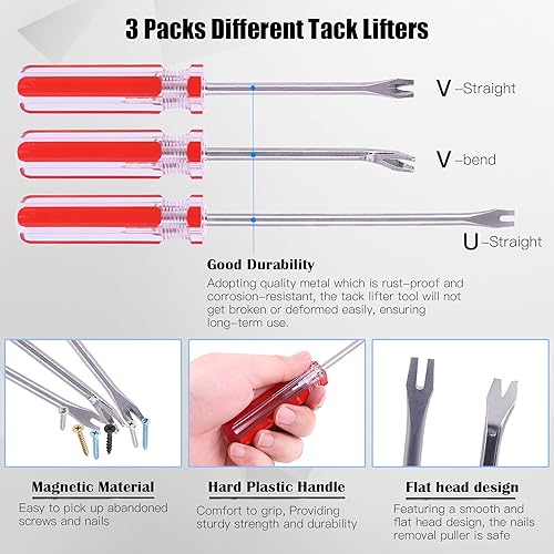 Miniatura 5 de Glarks Juego de 4 herramientas para quitar uñas, incluye alicates de corte de extremo de 7 pulgadas, punta en U flexible de 4 pulgadas y extractor