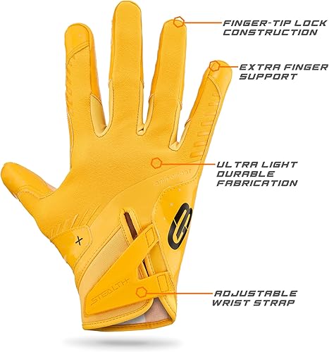 Vista 10 de Grip Boost Guantes de fútbol – Solid Stealth 6.0 Boost Plus Sticky Technology – Guantes de fútbol para adultos y jóvenes para receptor ancho – Negro