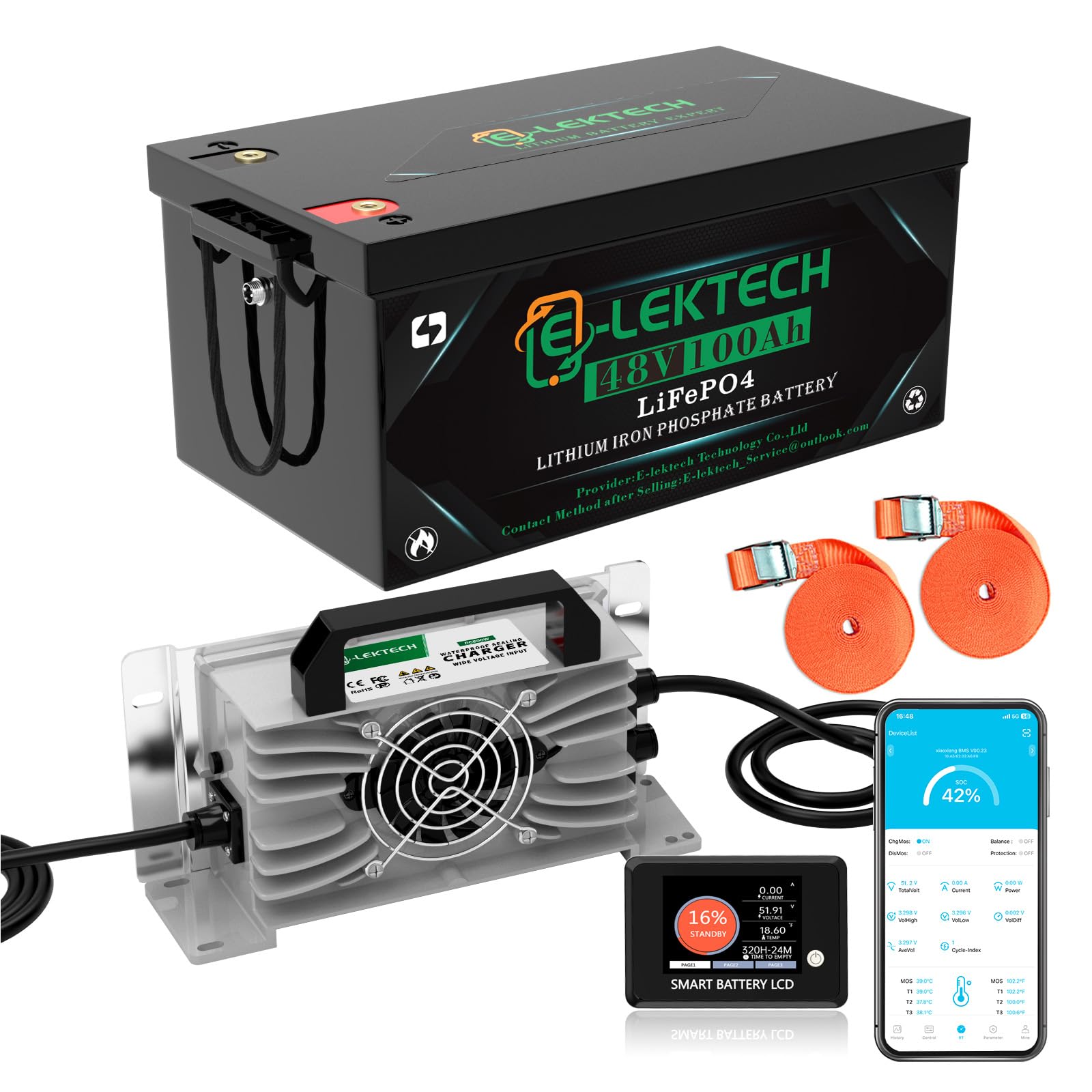 48V 100Ah Golf Cart LiFePO4 Lithium Battery Built-in 200A BMS, Up to 10000 Deep Cycle, Low Temperature Cut Off Lithium Battery, Perfect for Golf Cart, RV, Solar, Marine