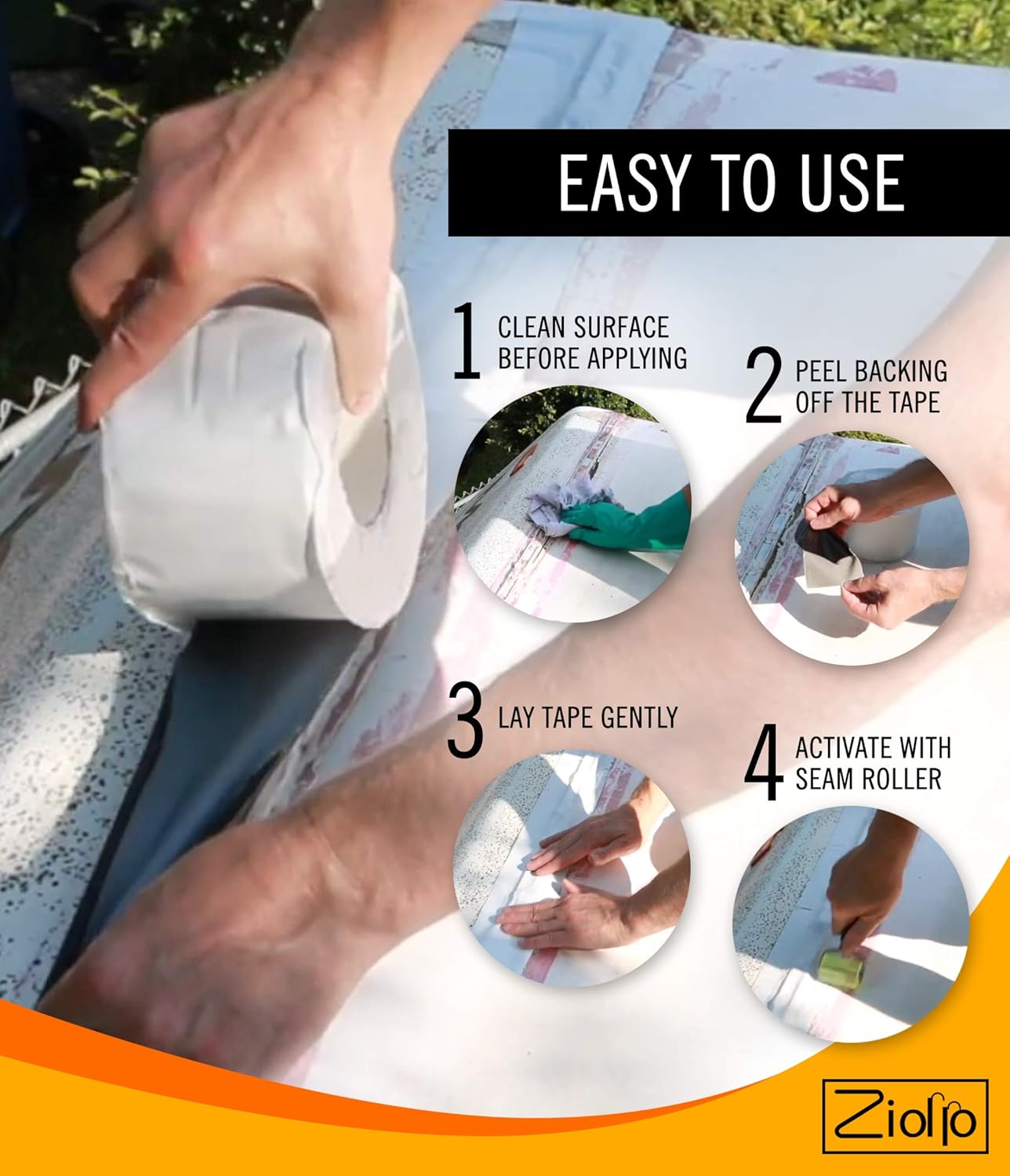 Super Brands Ziollo RV Flex Repair Tape - Roof Seam Tape to Seal and Waterproof, Bond to EPDM Rubber with Butyl Sealant, Seal Vents and Skylights on Motorhomes, Trailers, Campers (White, 4-inch x 50 Foot Roll) Amazon Crazy 🔥 Deals Ziollo RV Flex Repair Tape - Roof Seam Tape to Seal and Waterproof, Bond to EPDM Rubber with Butyl Sealant, Seal Vents and Skylights on Motorhomes, Trailers, Campers (White, 4-inch x 50 Foot Roll)