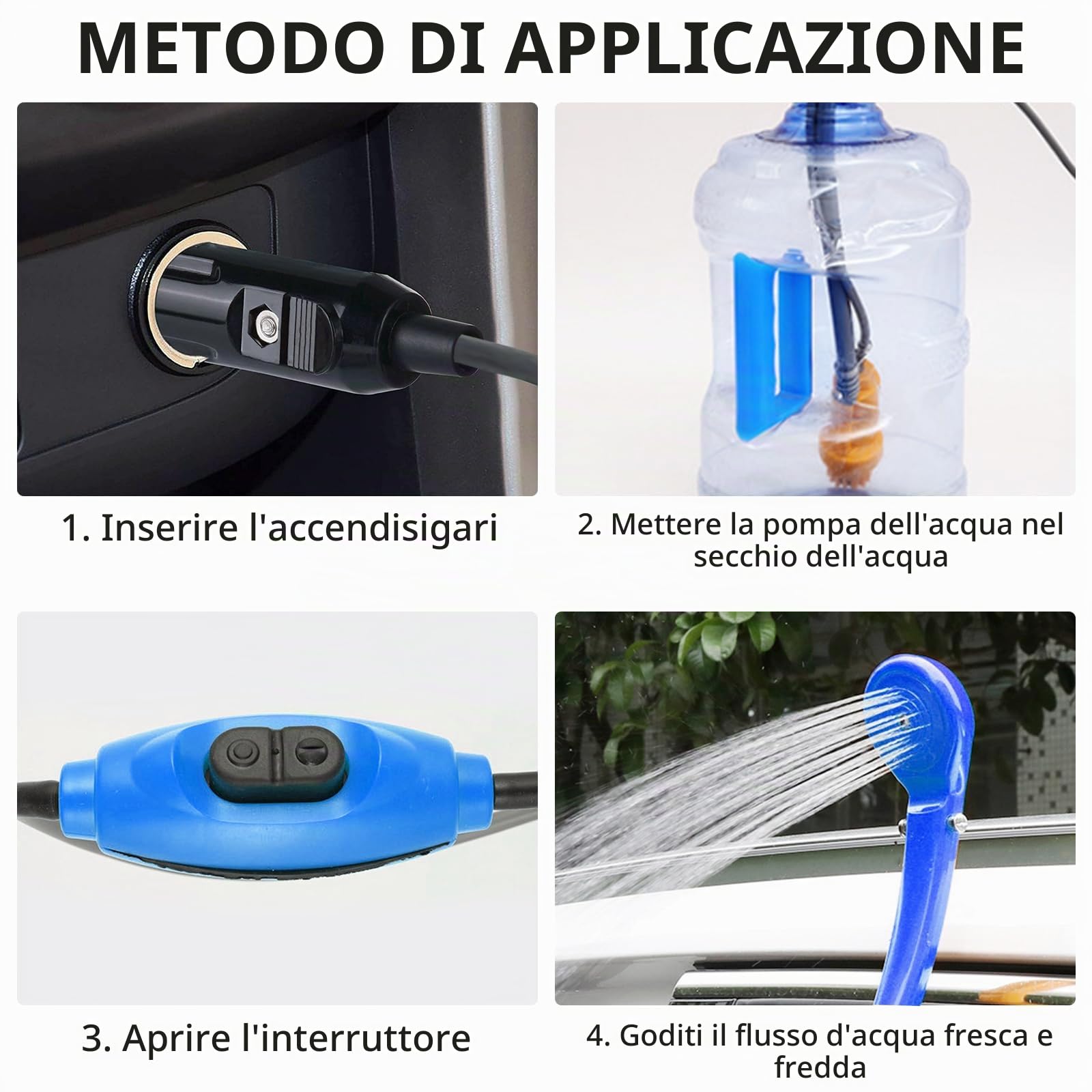 PORFOYO Doccia da Campeggio con Pompa, Doccia da Campeggio Portatile con Pompa 12V, Doccia da Campeggio con Batteria, Doccia da Campeggio 12V Autodoccia, Doccia per Campeggio, per Campeggio