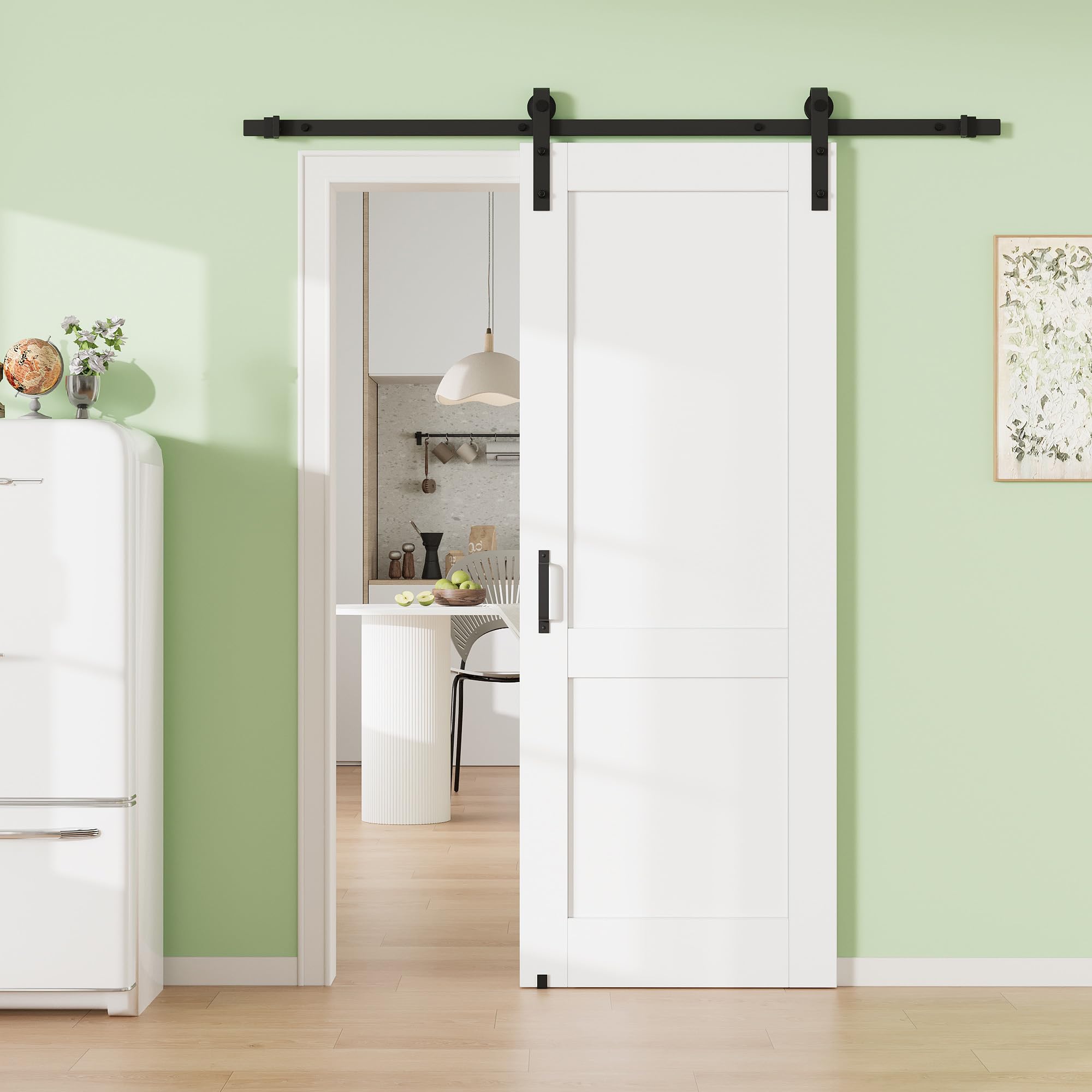 30" x 80" 5-Panel Solid Core MDF Panel Barn Door with 72" Cuttable Track