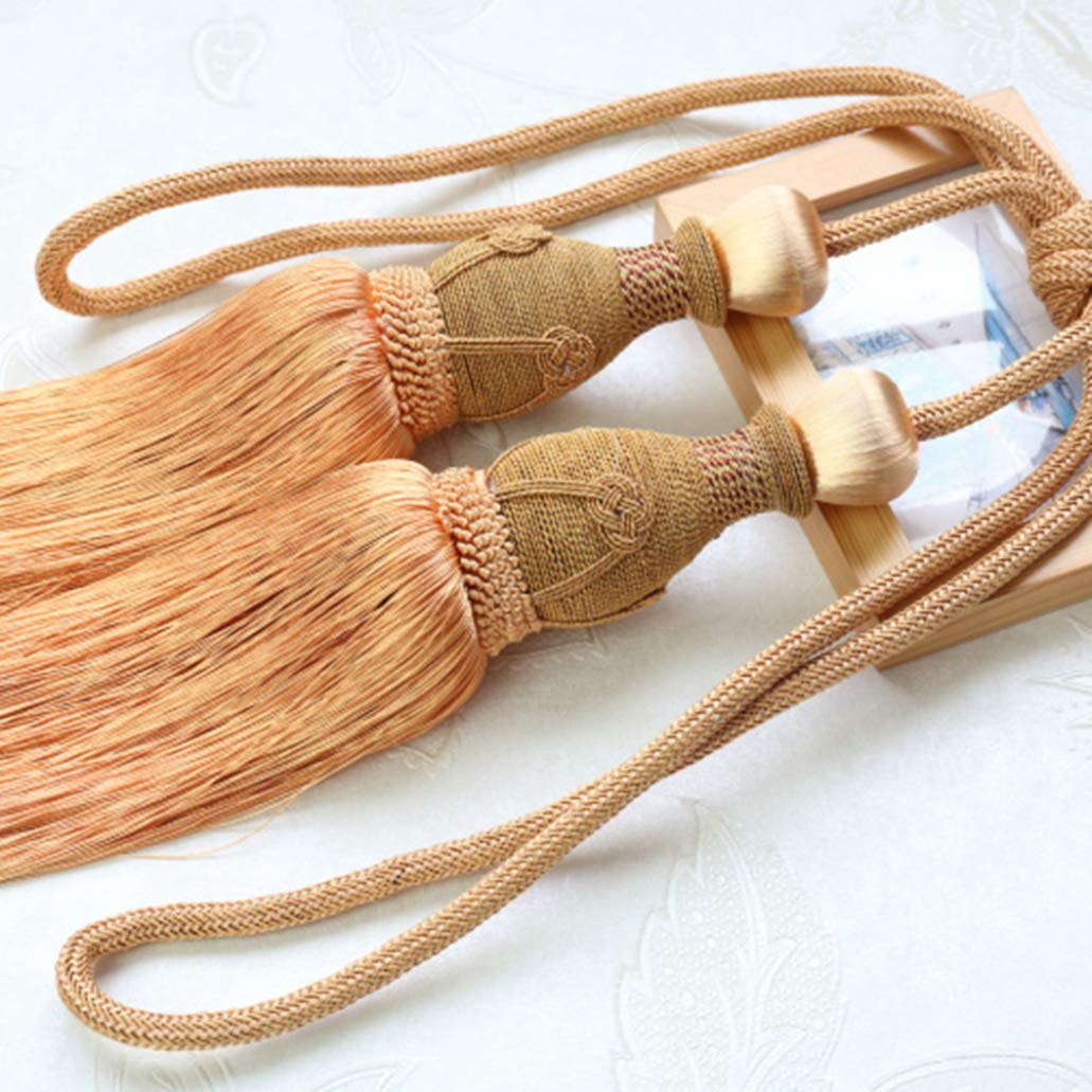 Fermatenda con nappa, stile rustico, 1 paio di fermatende per tende, decorazione da giardino, portico, accessorio per trattamento (champagne)