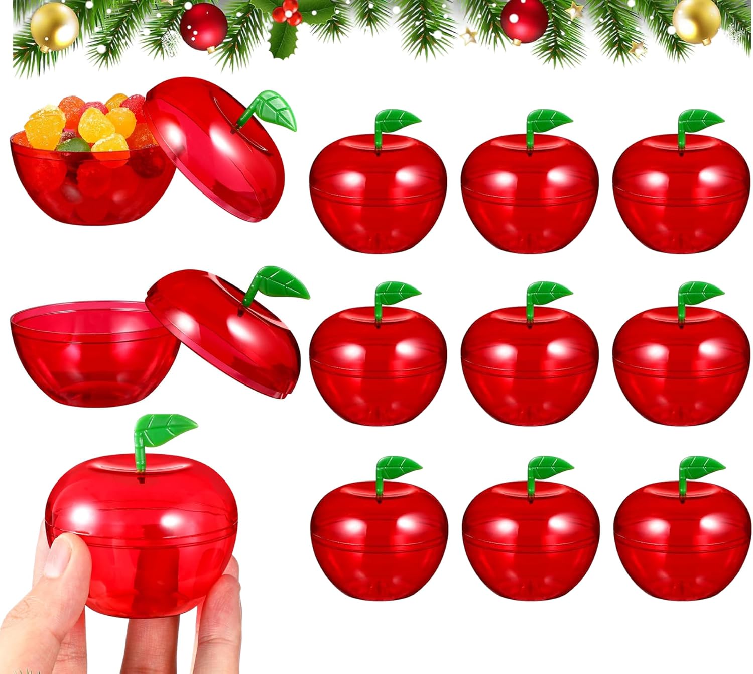 DOITOOL 12PCS Plastic Containers, Shaped Candy Toy Filling Containers Jar for Back to School Teacher Fall Rosh Hashana Party Supplies